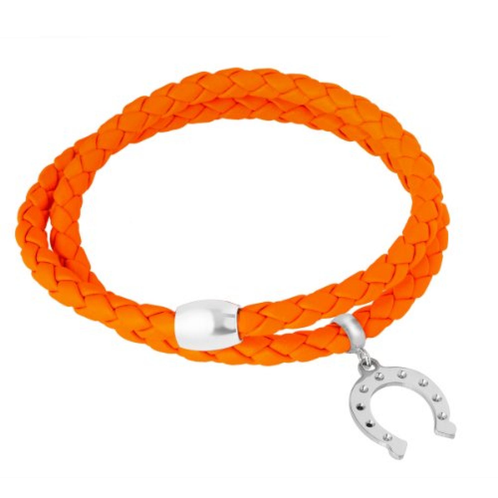 Bella Donna Damen-Armband Kleeblatteinhänger Leder orange Magnetverschluss 925 Sterling Silber 77690009 Bella Donna Damen-Armband Kleeblatteinhänger Leder orange Magnetverschluss 925 Sterling Silber 77690009