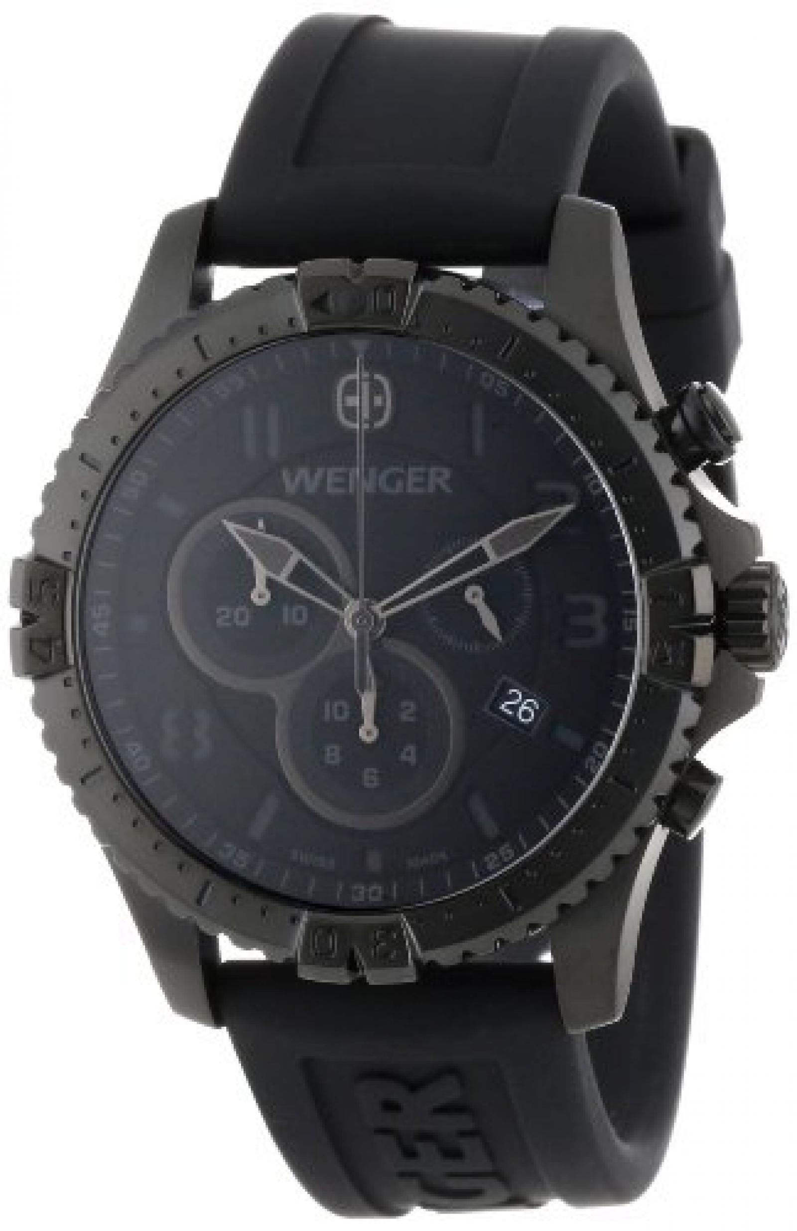 Wenger 77054 Mens Chronograph Black Silicon Strap Swiss Watch Wenger 77054 Mens Chronograph Black Silicon Strap Swiss Watch