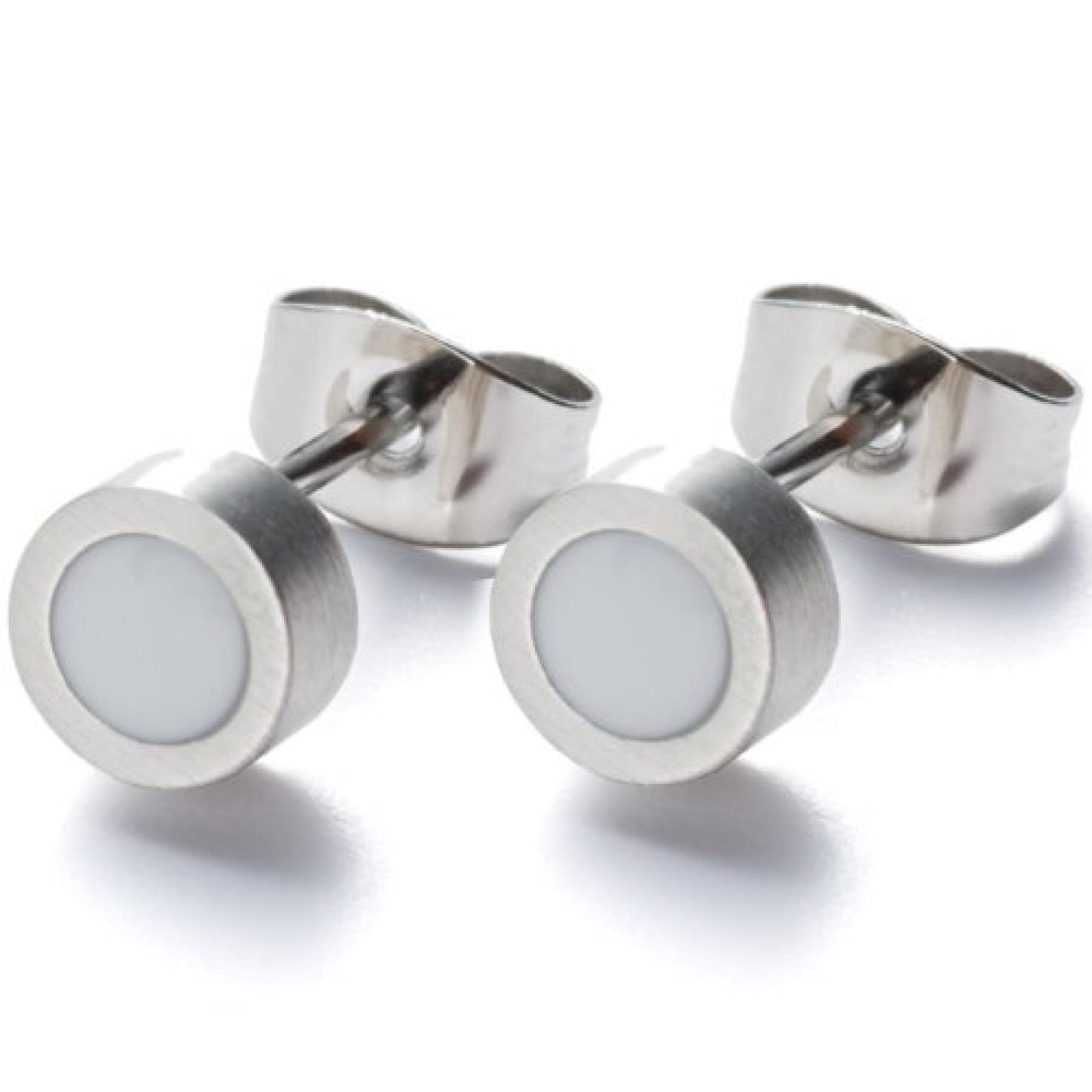 Monomania Damen-Ohrstecker Edelstahl Edelharz wei&szlig; 6 mm 31290 