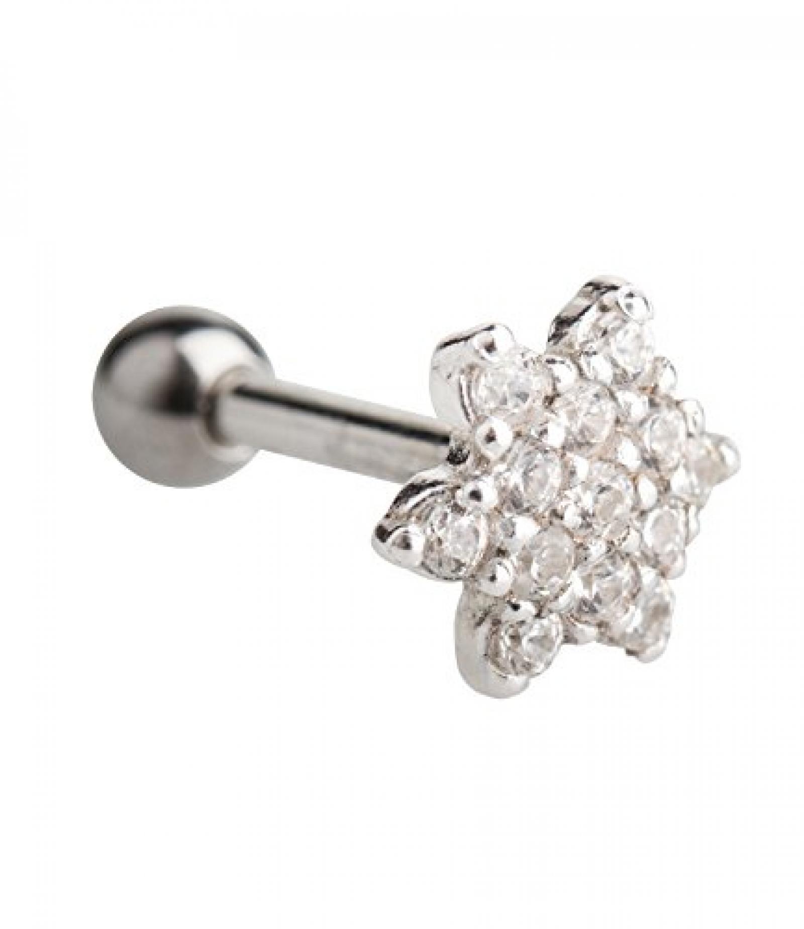 SIX Helix Piercing aus 925er Silber und Chirurgenstahl mit Strass-Stern (293-518) 