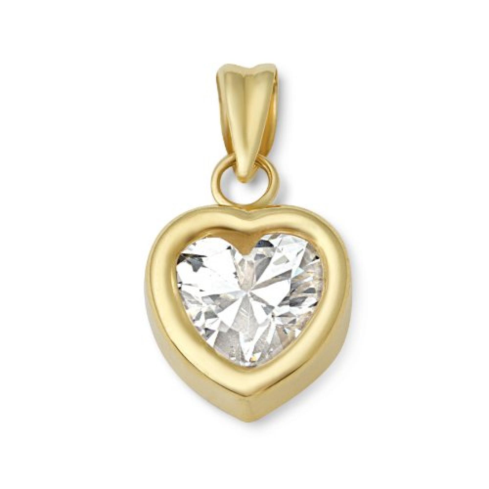 Miore Damen-Anhänger Herz Zirkonia 9 Karat 375 Gelbgold MA962ZP 