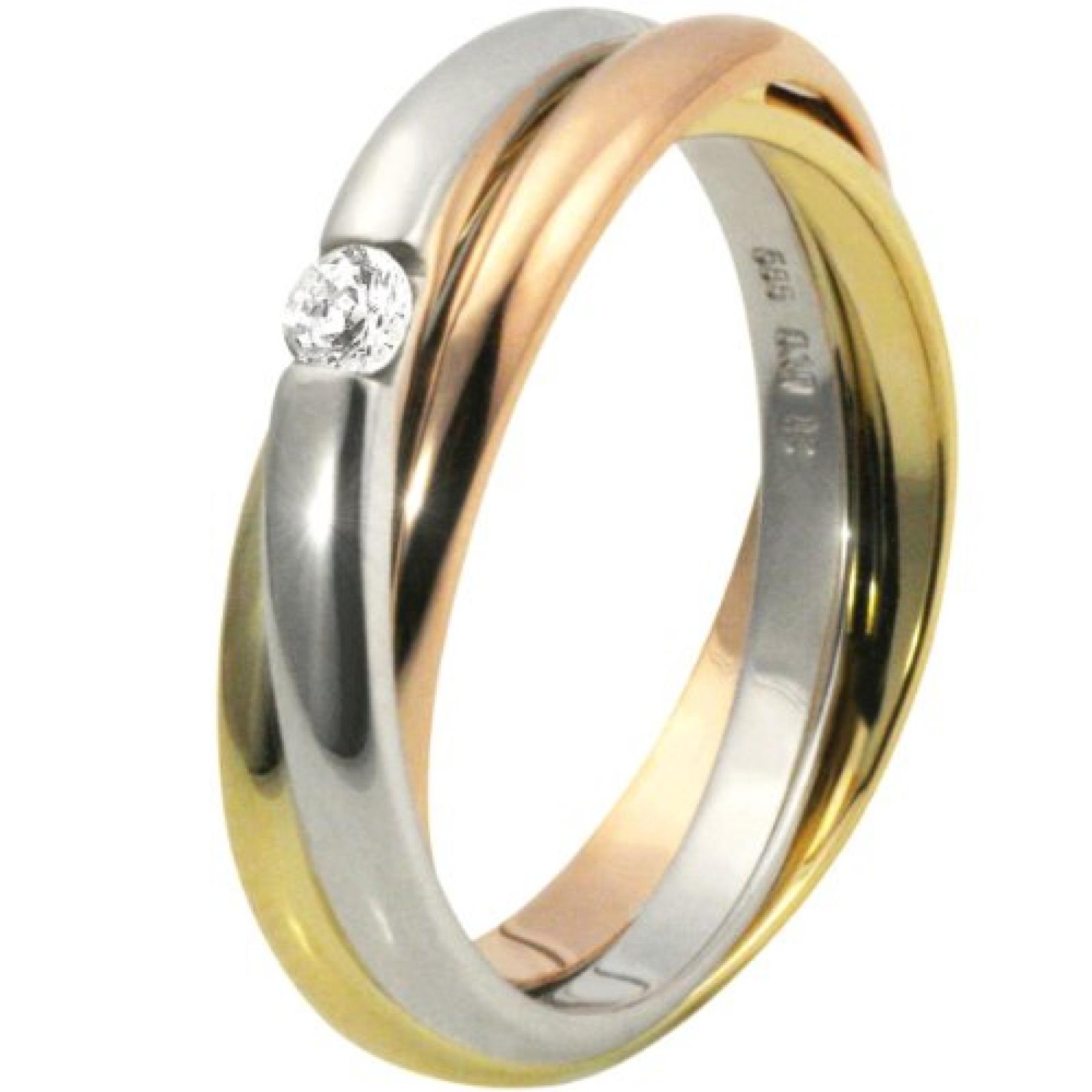 Goldmaid Damen-Ring 9 Karat 375 Tricolor Tricolor 1 Brillant 0,10 ct. So R3422TR375 