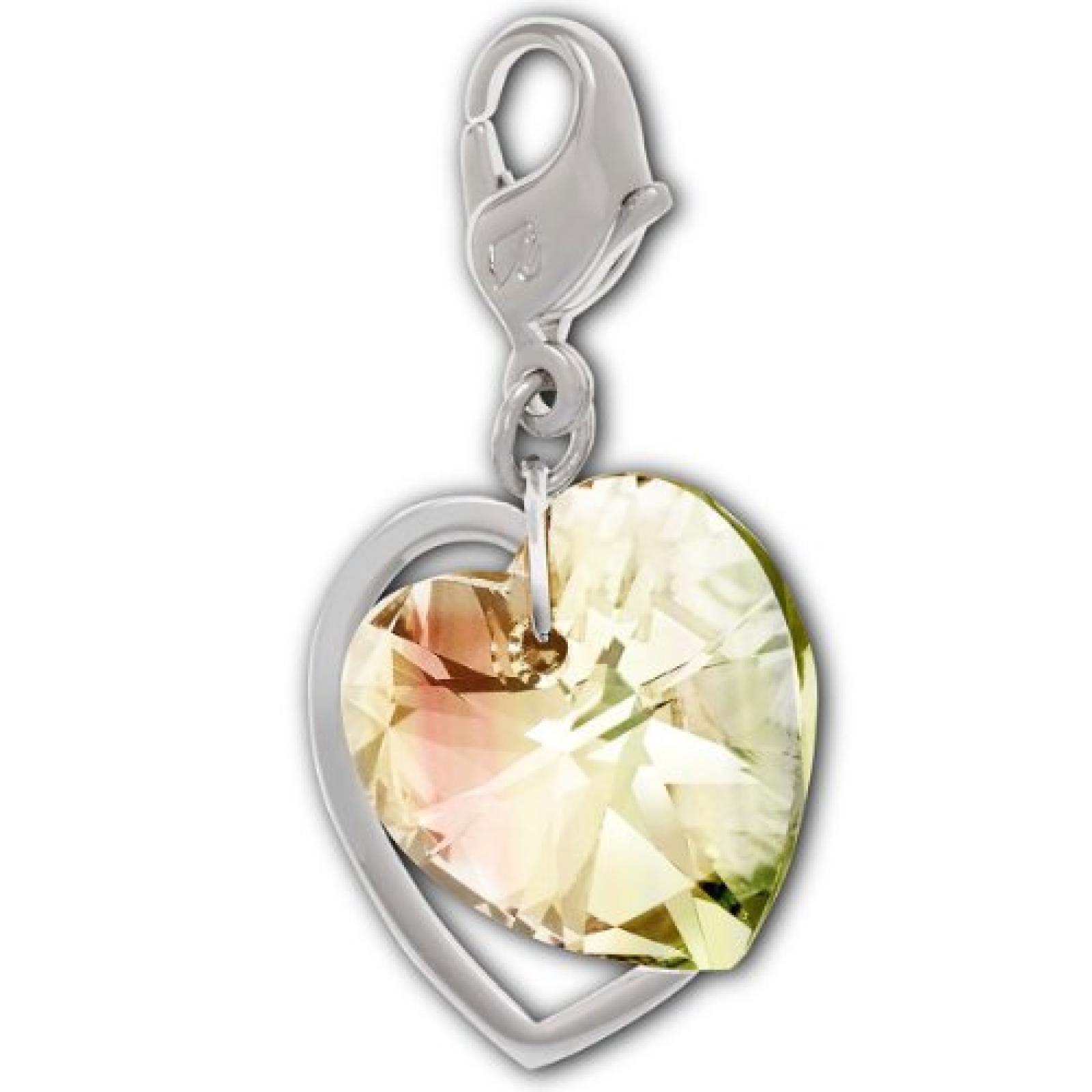 Swarovski Damen-Charm Swarovski-Kristall Metall Double Heart rhodiniert 1161132 