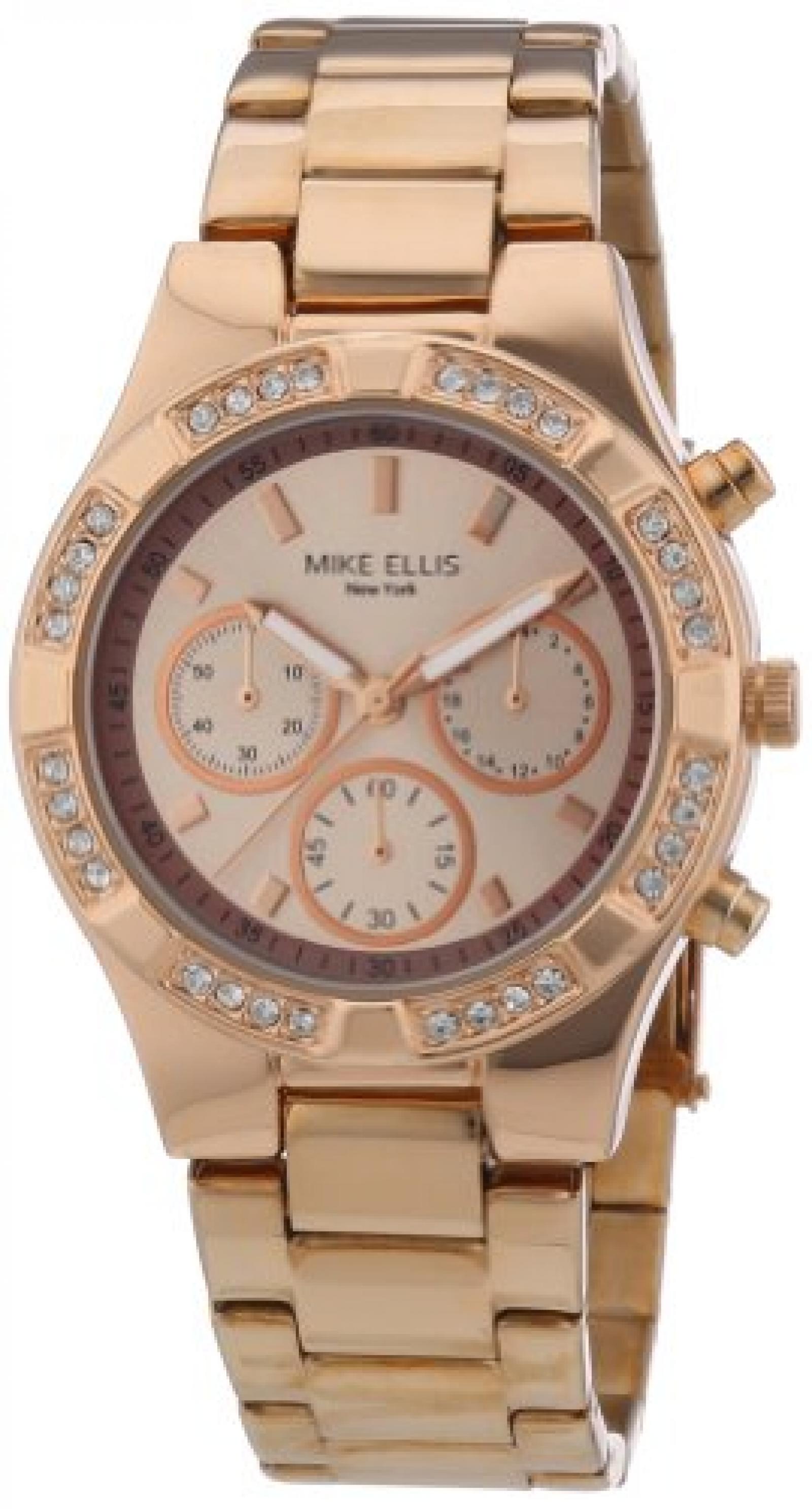 Mike Ellis New York Damen-Armbanduhr Analog Quarz Edelstahl beschichtet L2698ARM 