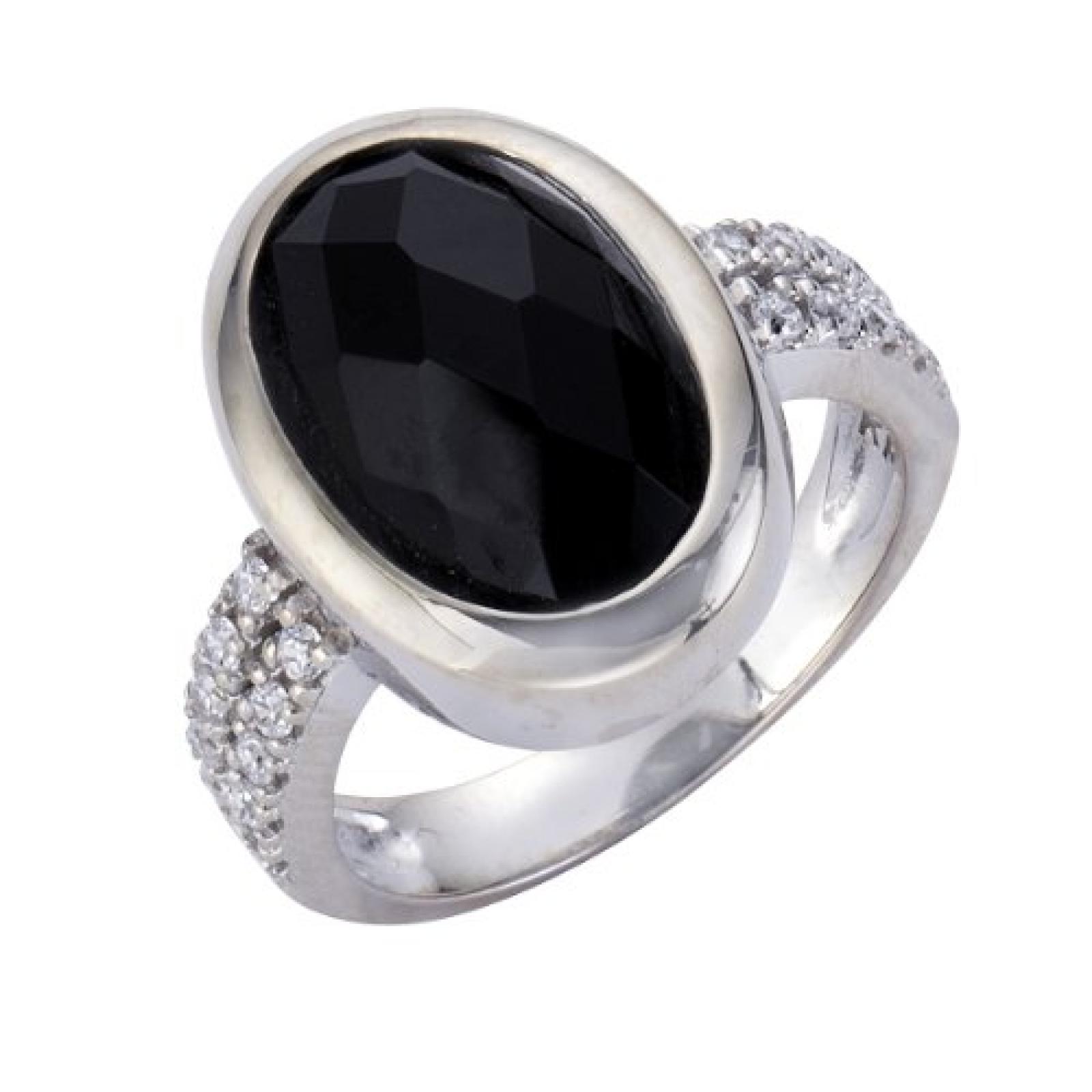 Celesta Damen-Ring 925 Sterling Silber Kristall schwarz + Zirkonia weiß Gr. 60 (19.1) 273270876-060 