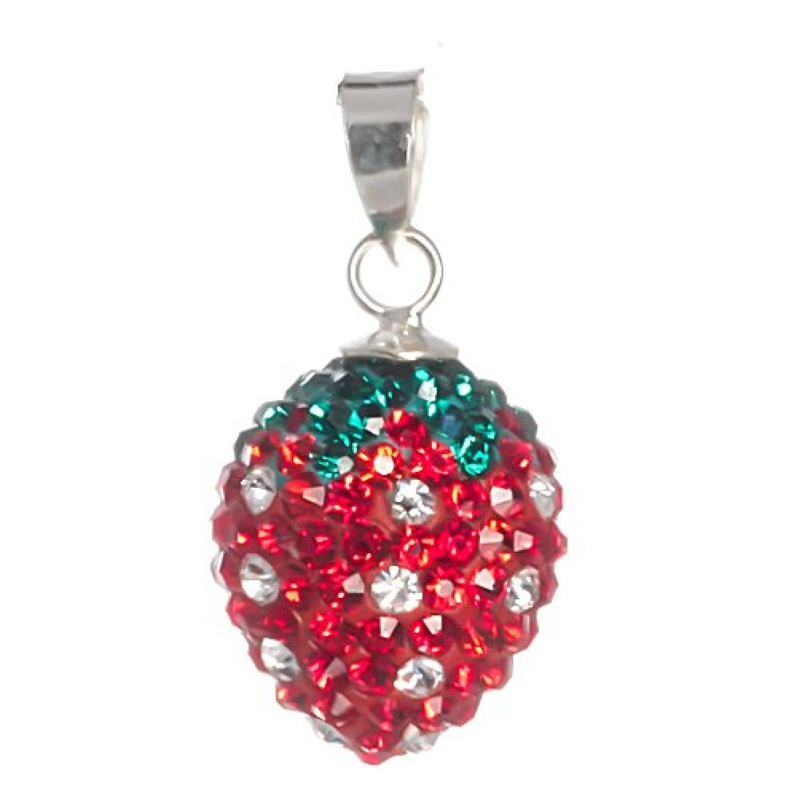 Bella Carina Damen und Kinder Anh&auml;nger mit Kristall Erdbeere, 925 Sterling Silber 