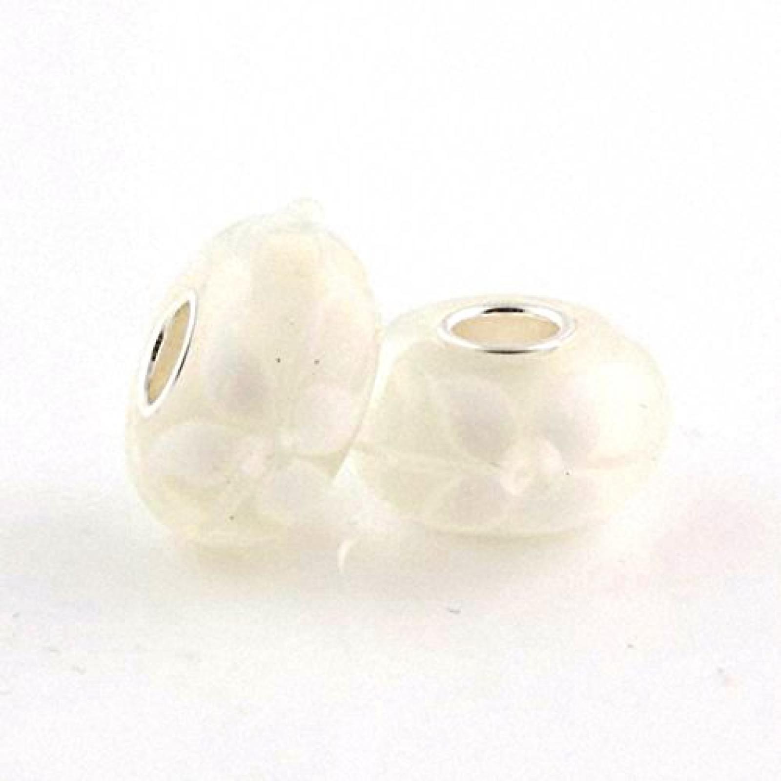 TAOTAOHAS Damen - European Armband Charms Beads, Sterling-Silber 925 mit wei&szlig; wei&szlig; gro&szlig; Murano glas Perle, Orchideous 