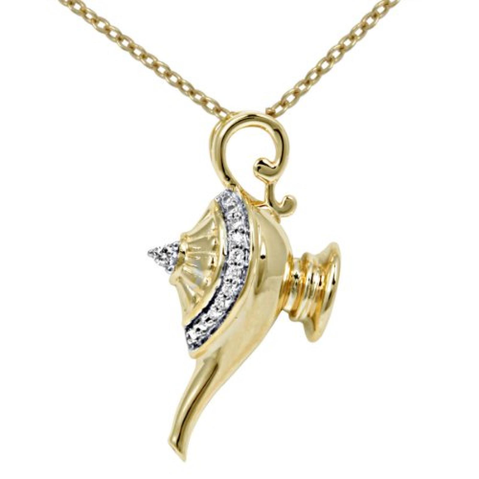 Bella Donna Anh&auml;nger mit Kette 375/000 Gelbgold teilrh. 43 cm 8 Brillanten 0,03ct. W-PI 655751 