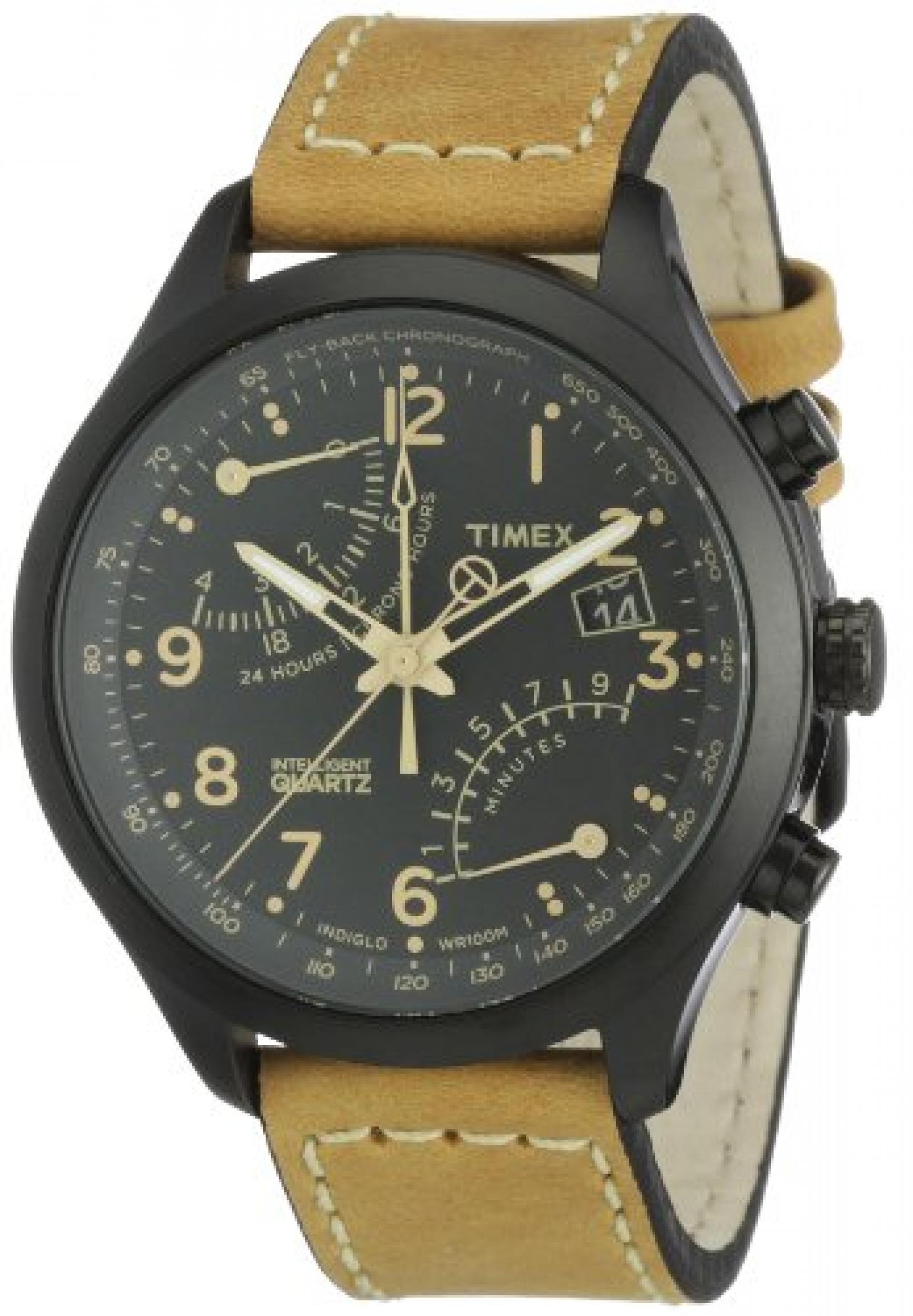 Timex Herren-Armbanduhr XL T-Series Fly-Back Chronograph Analog LederT2N700D7 