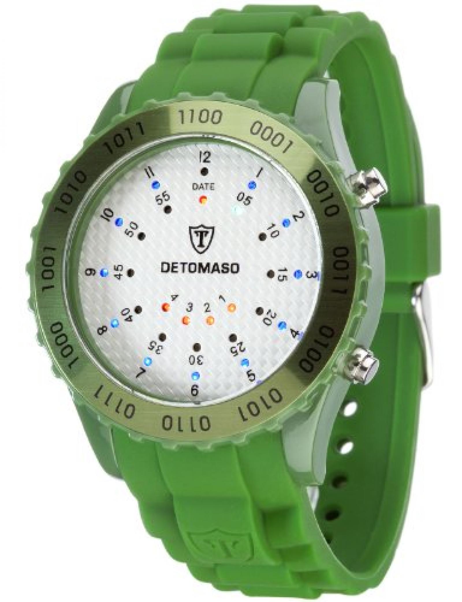 Detomaso Unisex-Armbanduhr SPACY TIMELINE Silicon Green/White Dial Digital Quarz Silikon DT2015-T 