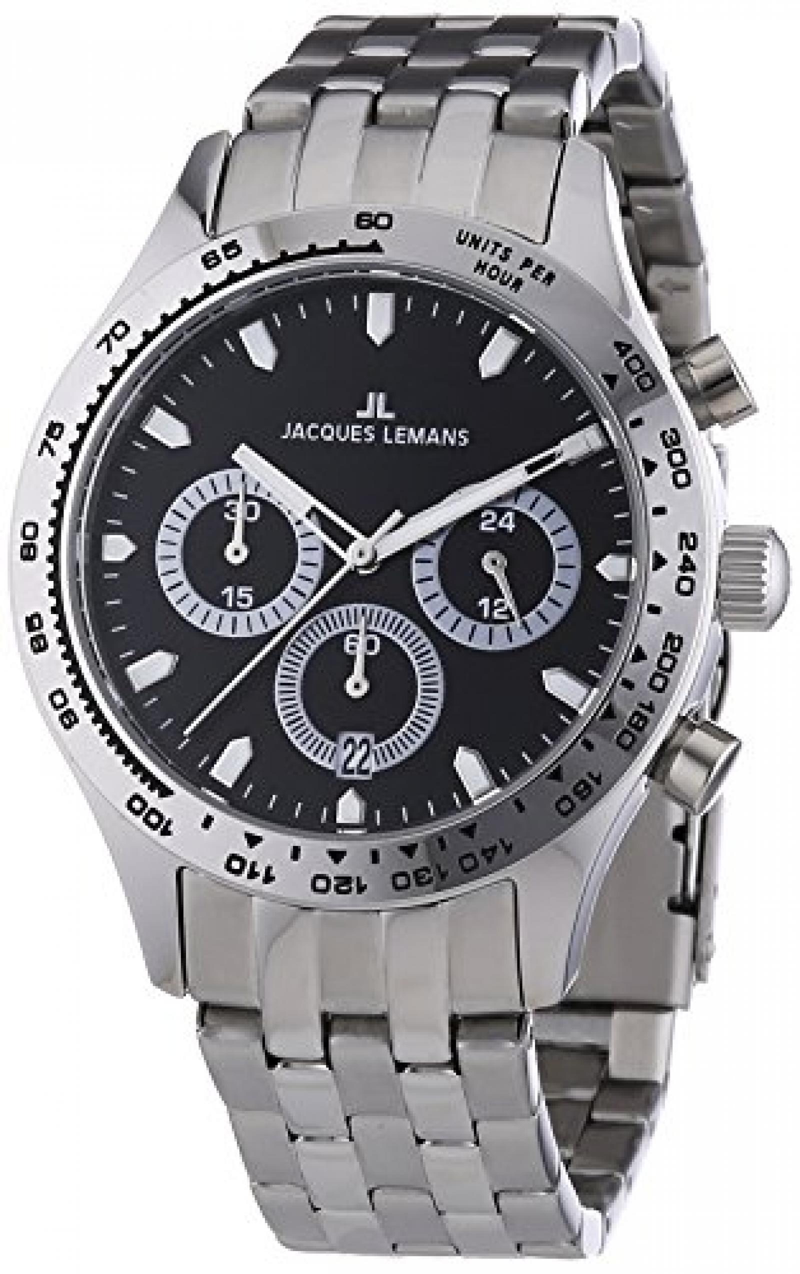 Jacques Lemans Herren-Armbanduhr XL Capri Chronograph Quarz Edelstahl 1-1329C Jacques Lemans Herren-Armbanduhr XL Capri Chronograph Quarz Edelstahl 1-1329C