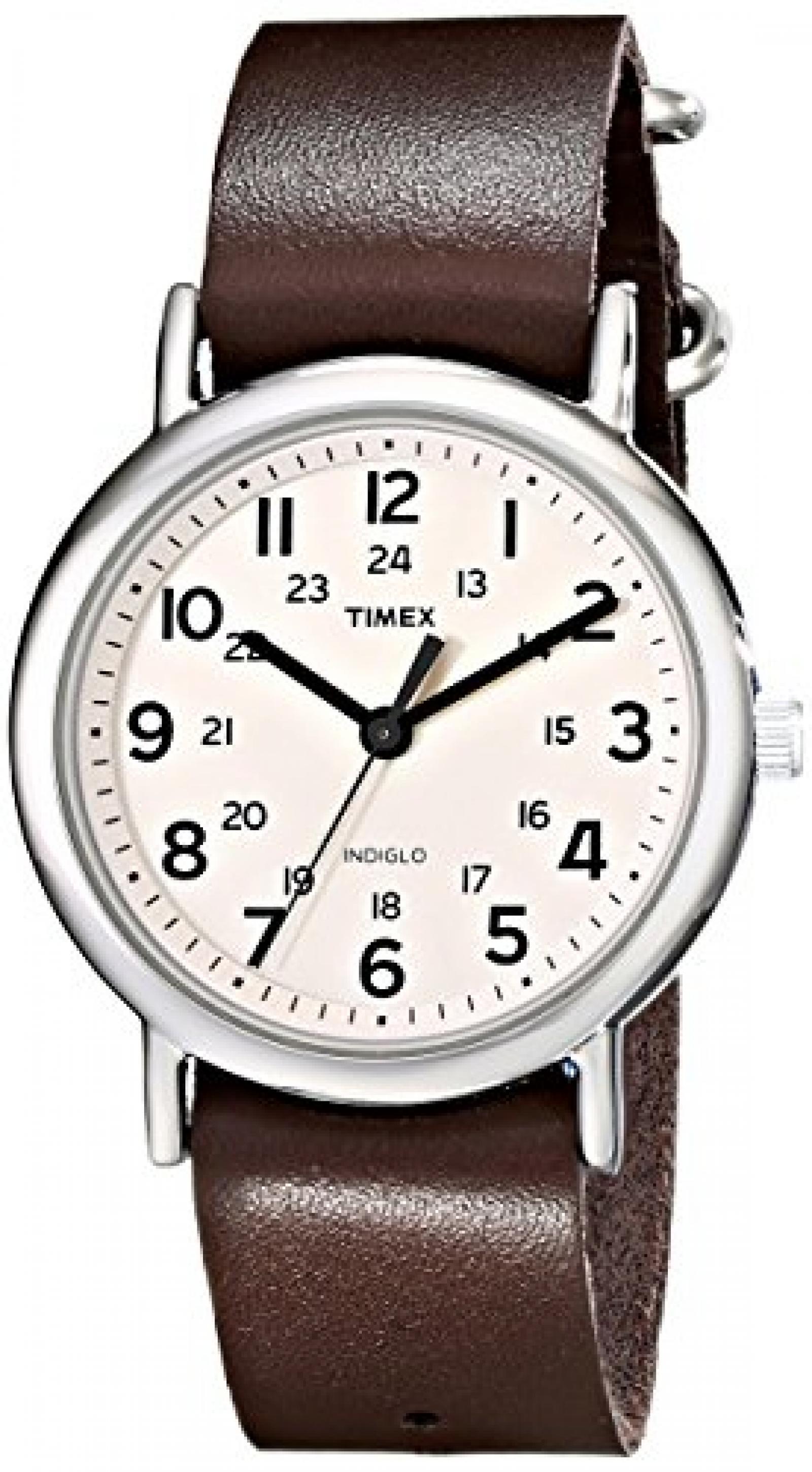 Timex Unisex-Armbanduhr Weekender Slip Through Analog LederT2N893D7 