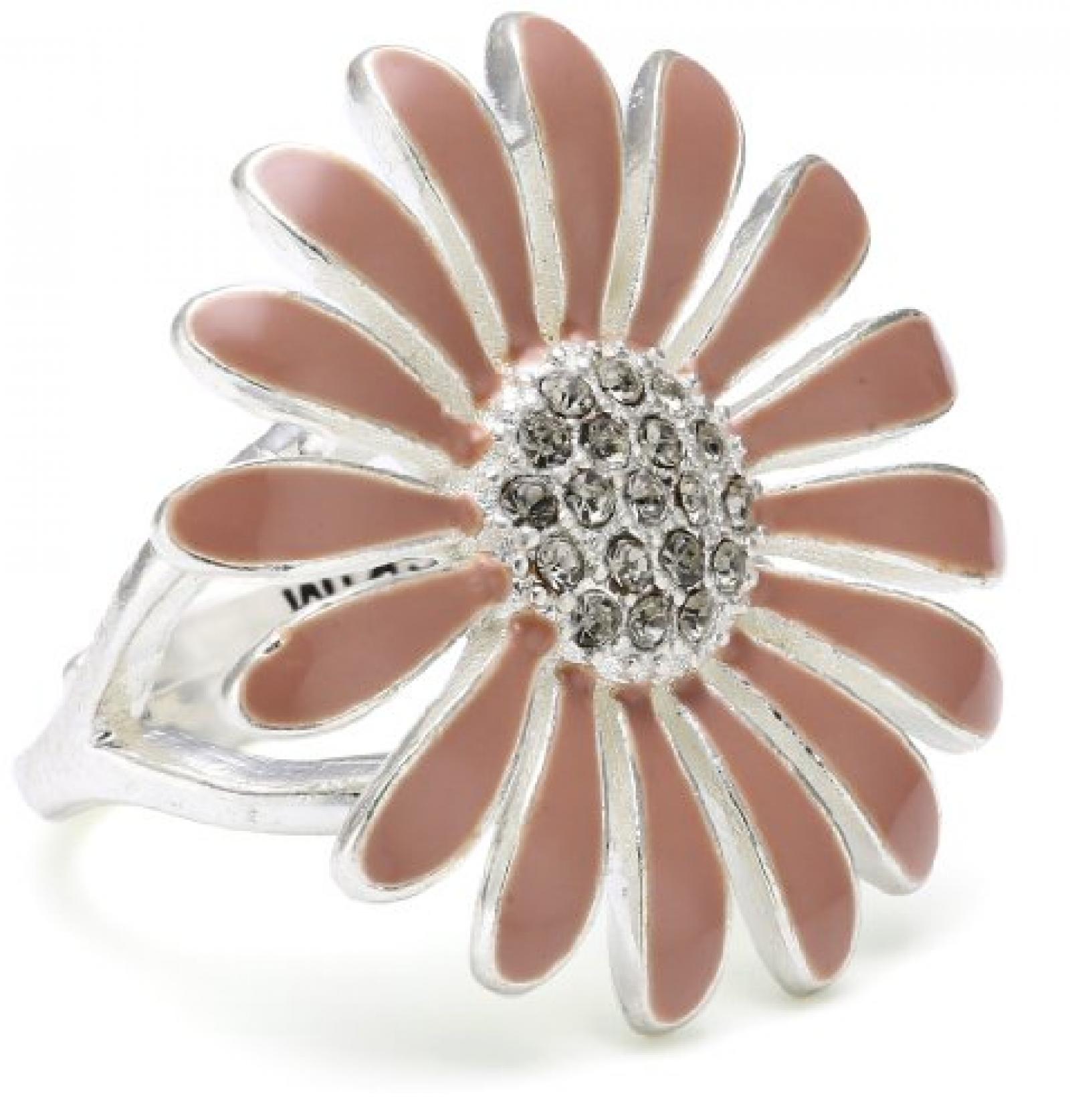 Pilgrim Jewelry Damen-Ring Blume versilbert rosa 2.6 cm verstellbar Gr. 51-59 171316704 