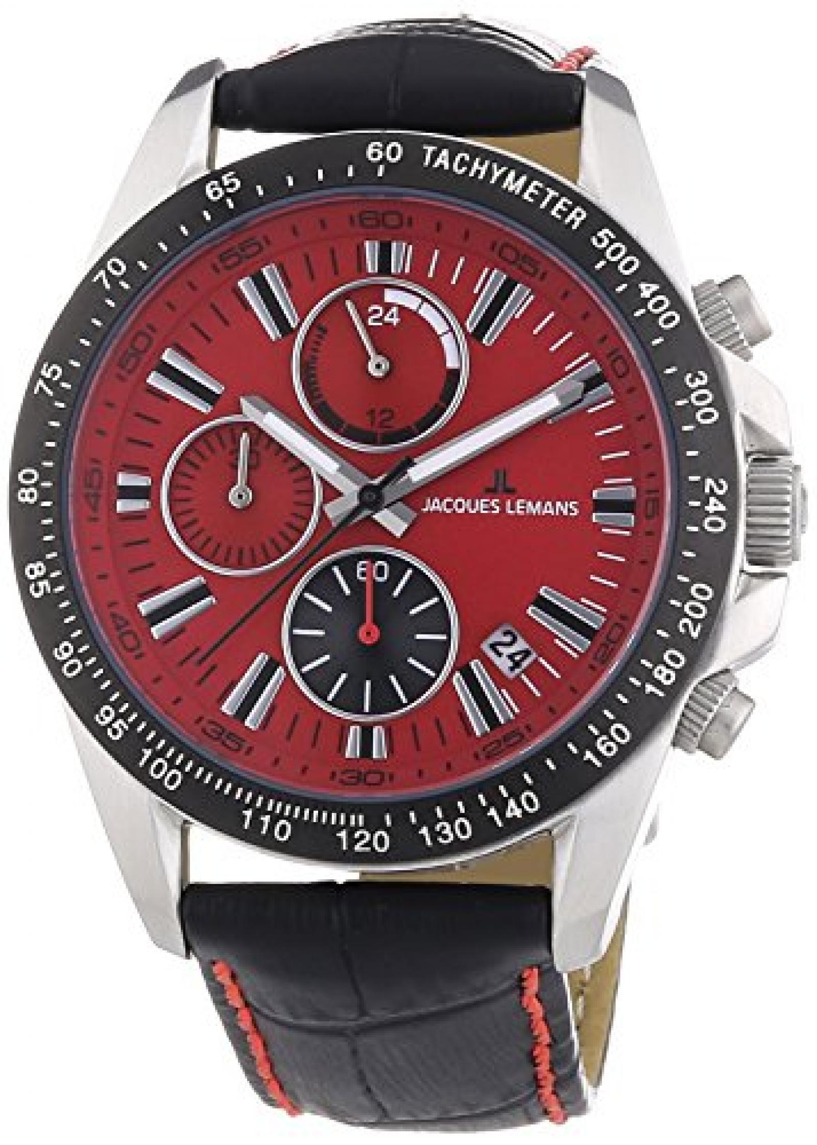 Jacques Lemans Herren-Armbanduhr Chronograph Quarz Leder 1-1327B Jacques Lemans Herren-Armbanduhr Chronograph Quarz Leder 1-1327B