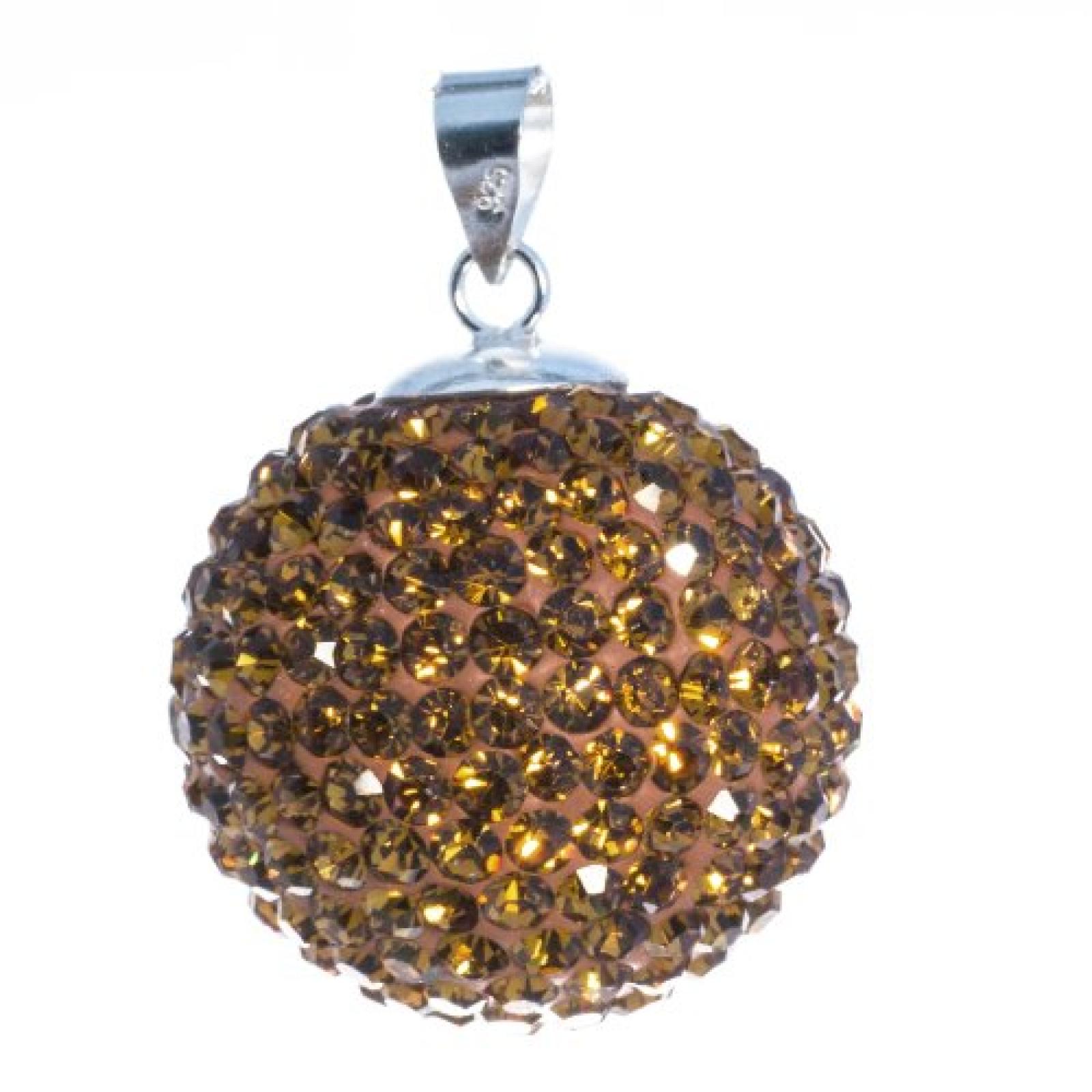 Bella Carina Damen Anhänger mit Kristall Elements, 22 mm bernstein braun, 925 Silber Glitzer Kugel Schmuck Bella Carina Damen Anhänger mit Kristall Elements, 22 mm bernstein braun, 925 Silber Glitzer Kugel Schmuck