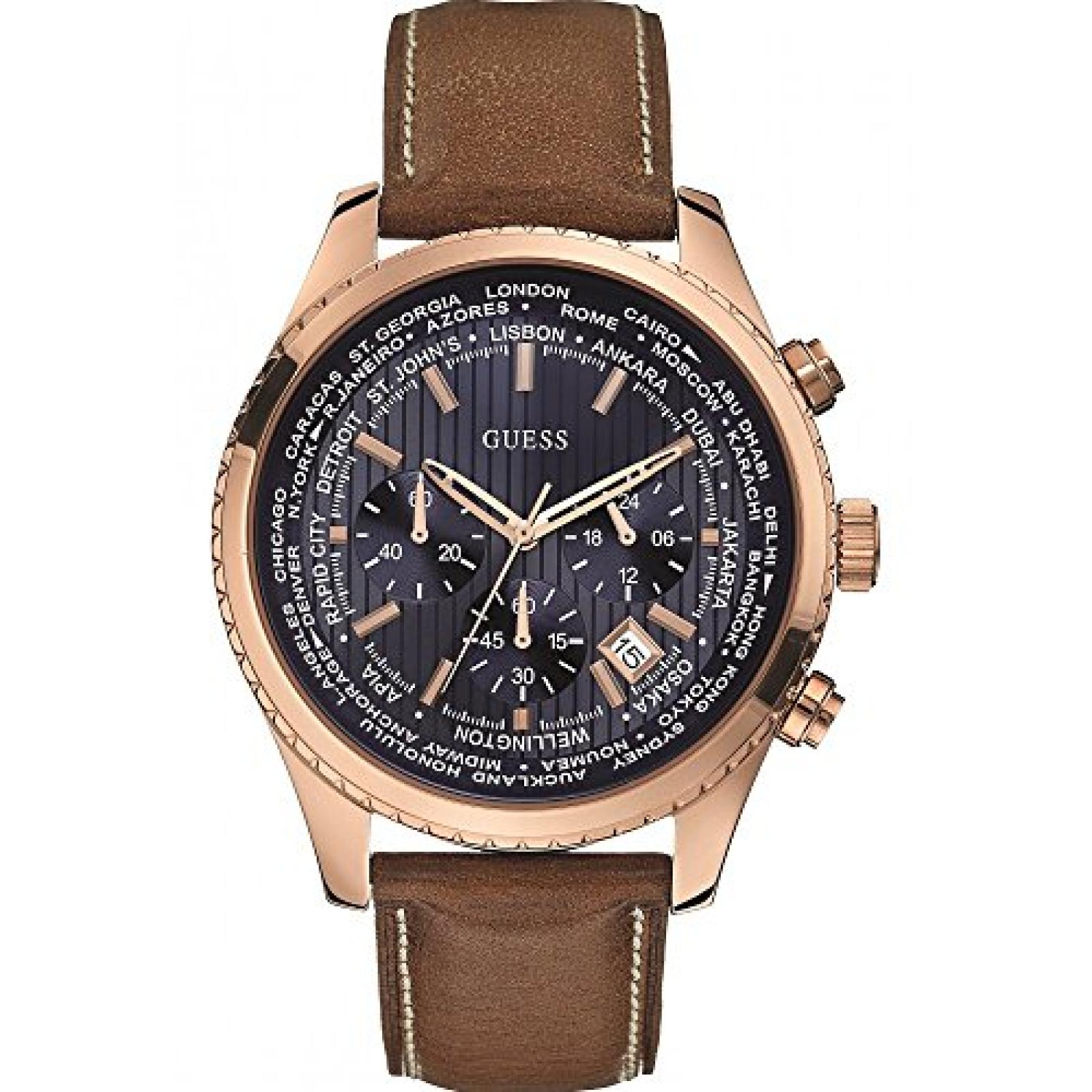 Guess Herren-Armbanduhr XL Chronograph Quarz Leder W0500G1 Guess Herren-Armbanduhr XL Chronograph Quarz Leder W0500G1
