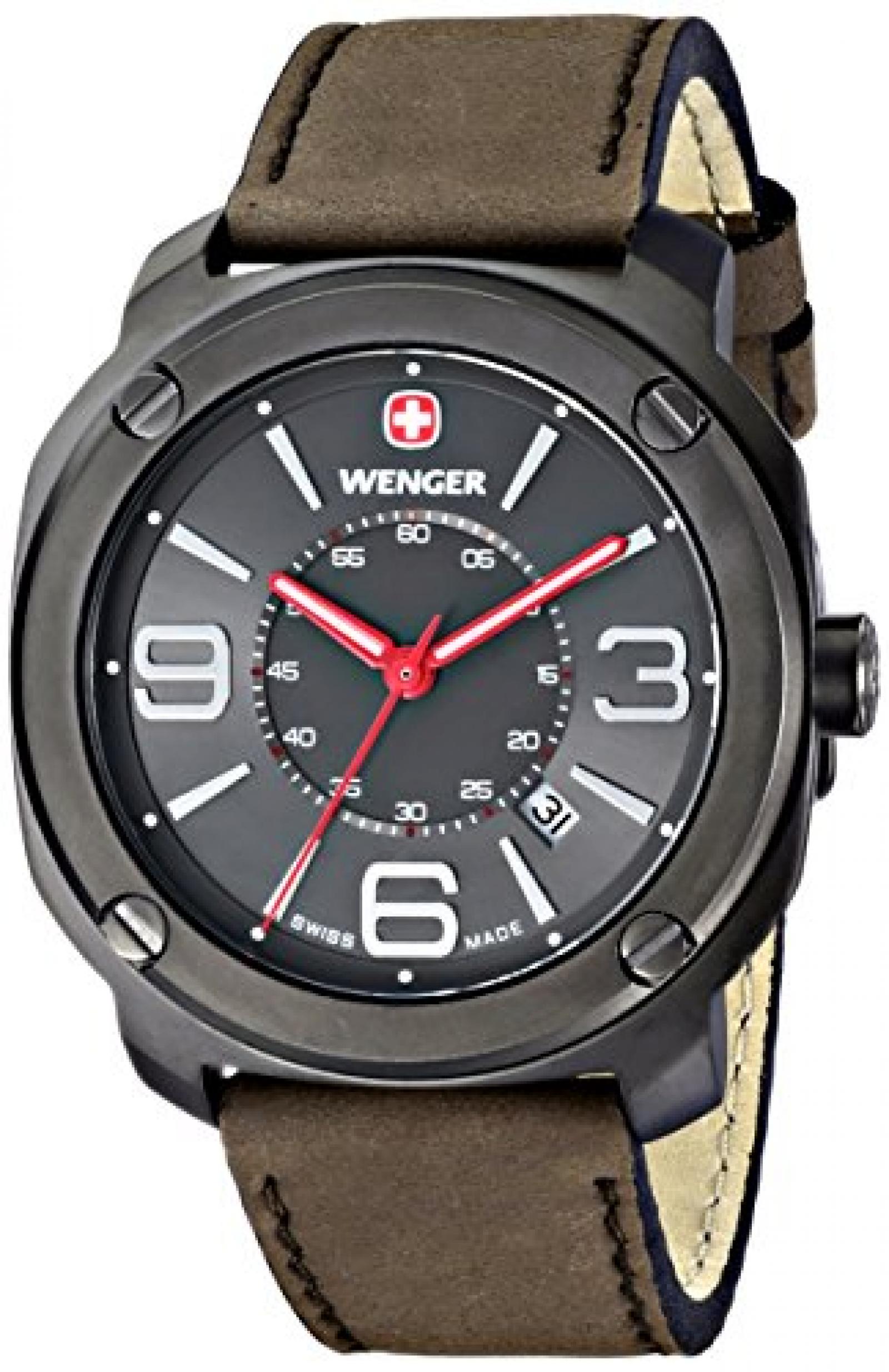 Wenger Herren-Armbanduhr XL Escort Analog Quarz Leder 01.1051.104 