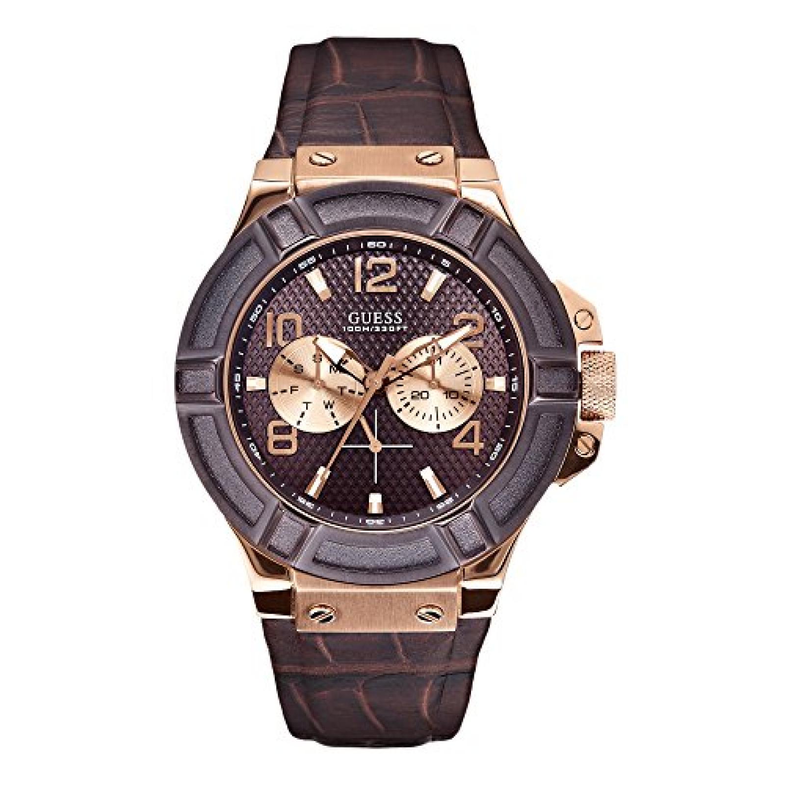 Guess Herren Armbanduhr Analog Mens Sport Braun Leder Guess Herren Armbanduhr Analog Mens Sport Braun Leder