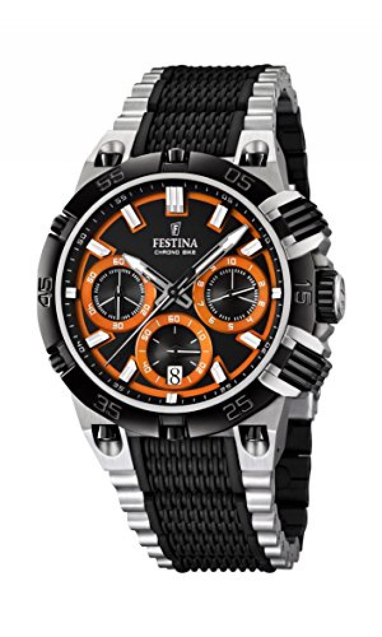 Festina Herren-Armbanduhr XL Chrono Bike 2014 Analog Quarz verschiedene Materialien F16775/6 