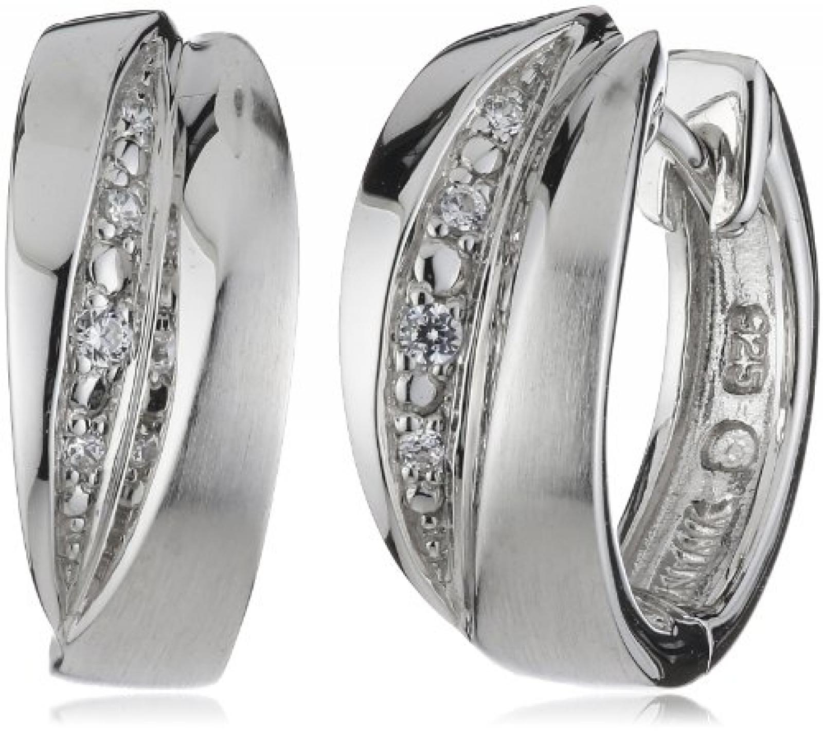 Viventy Damen-Creolen 925 Sterling Silber mit 8 Zirkonia in weiss 763294 