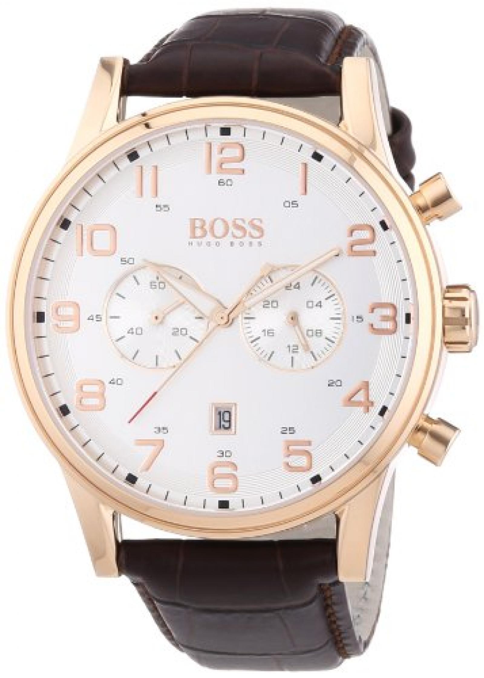 Hugo Boss Herren-Armbanduhr XL Analog Quarz Leder 1512921 
