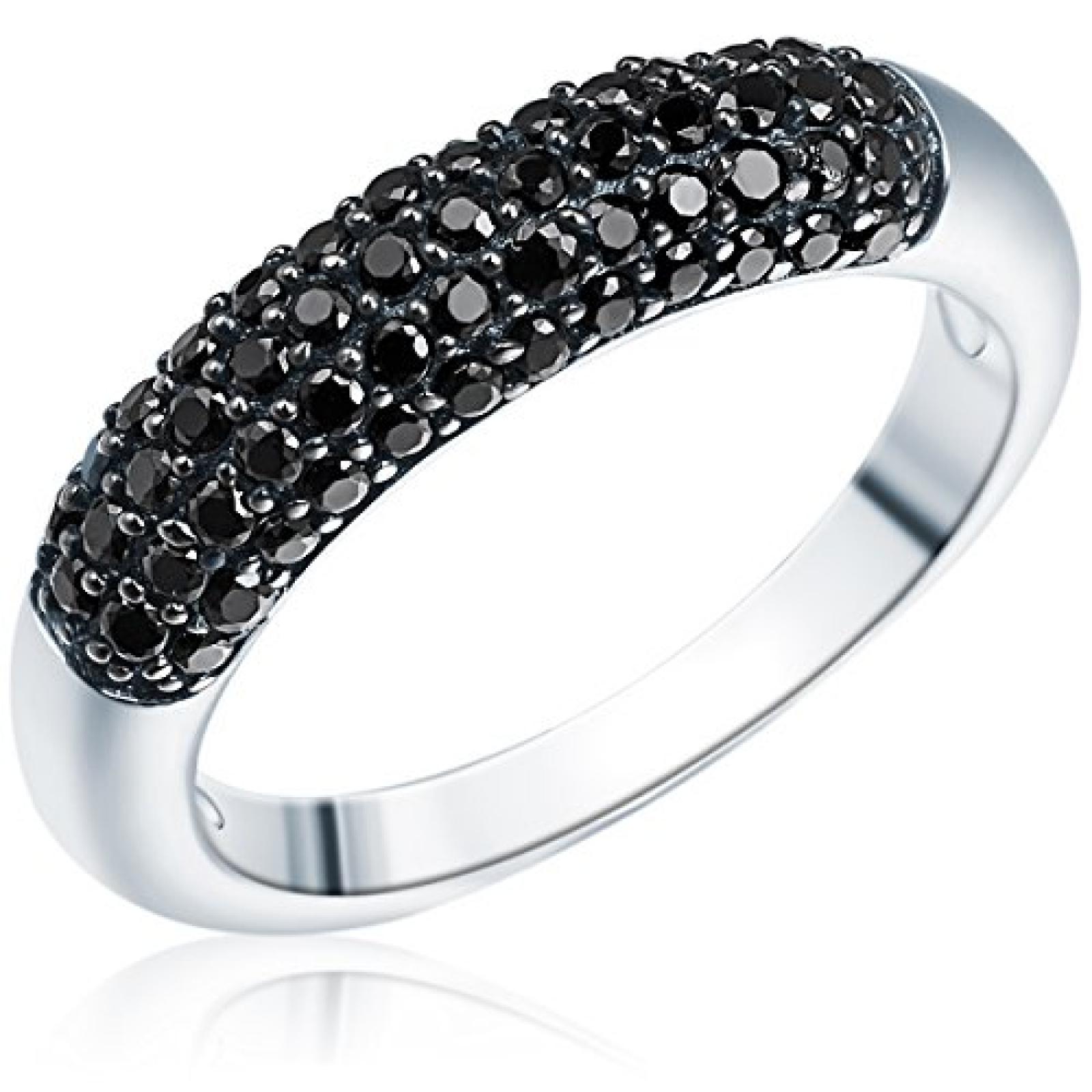 RAFAELA DONATA 925/- Sterling Silber rhodiniert Ring mit Zirkonia schwarz 