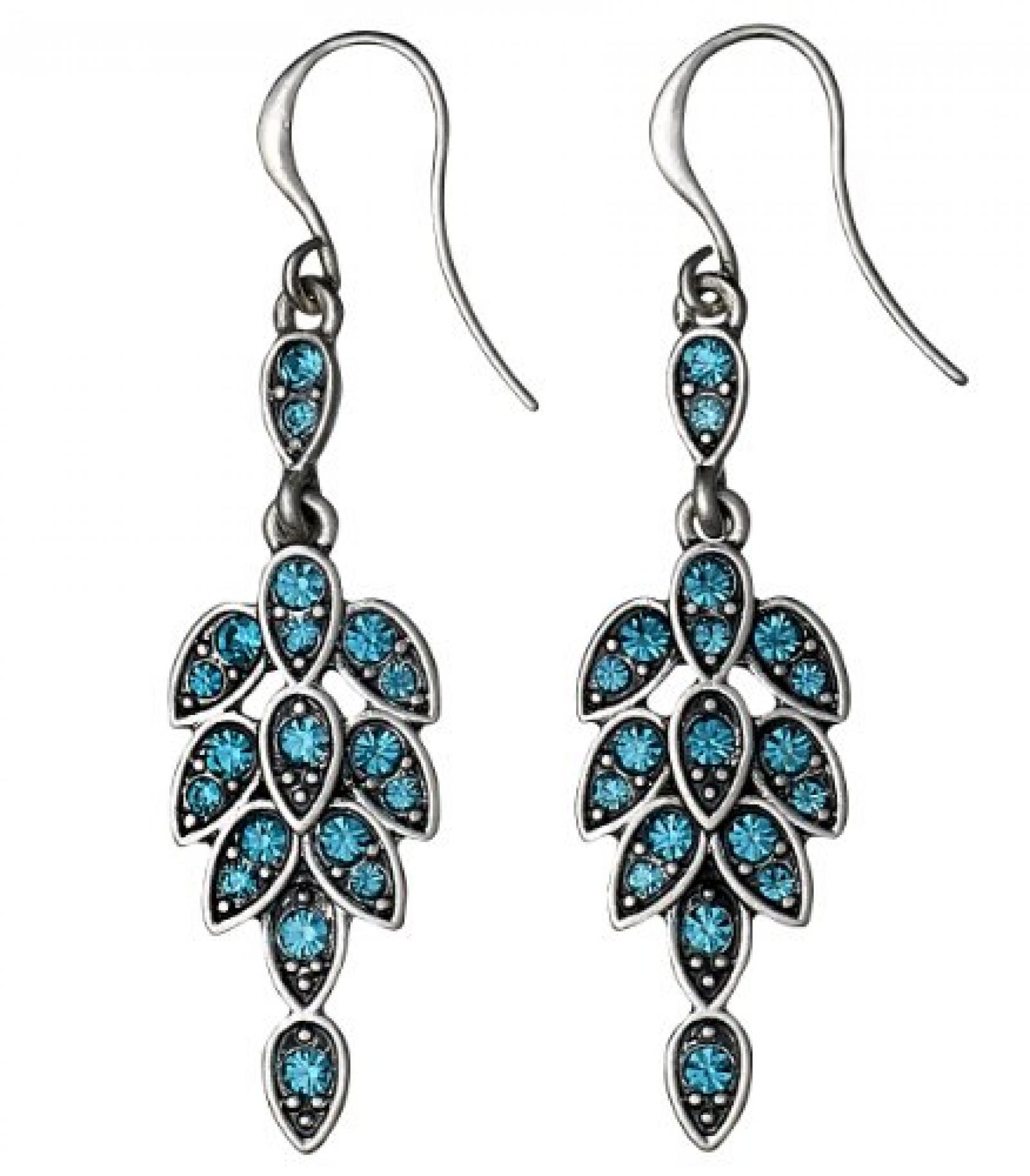 Pilgrim Jewelry Damen-Ohrh&auml;nger Messing aus der Serie versilbert,t&uuml;rkis 5.3 cm 261326253 