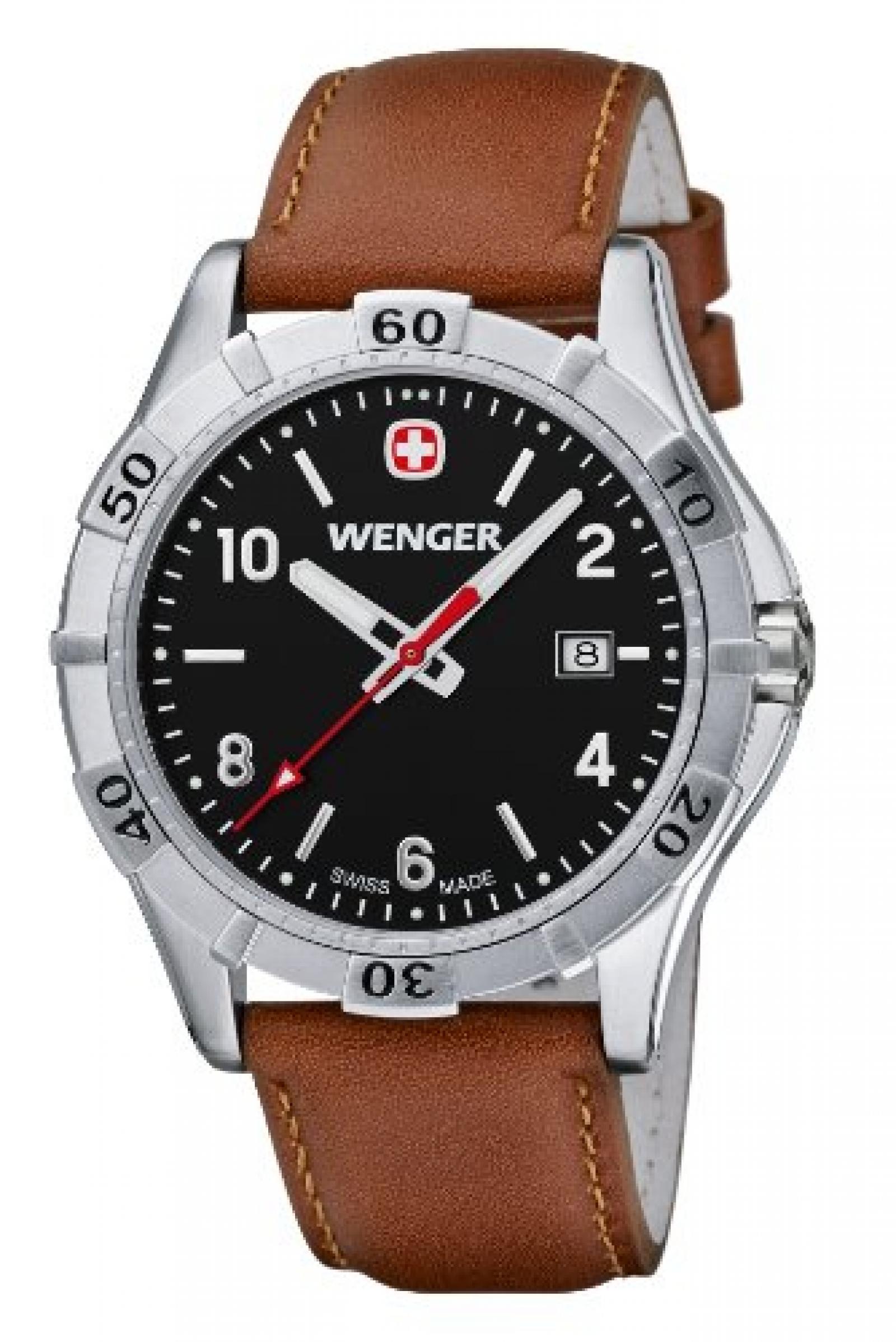 Wenger Herren-Armbanduhr XL Platoon Analog Quarz Leder 01.9411.103 