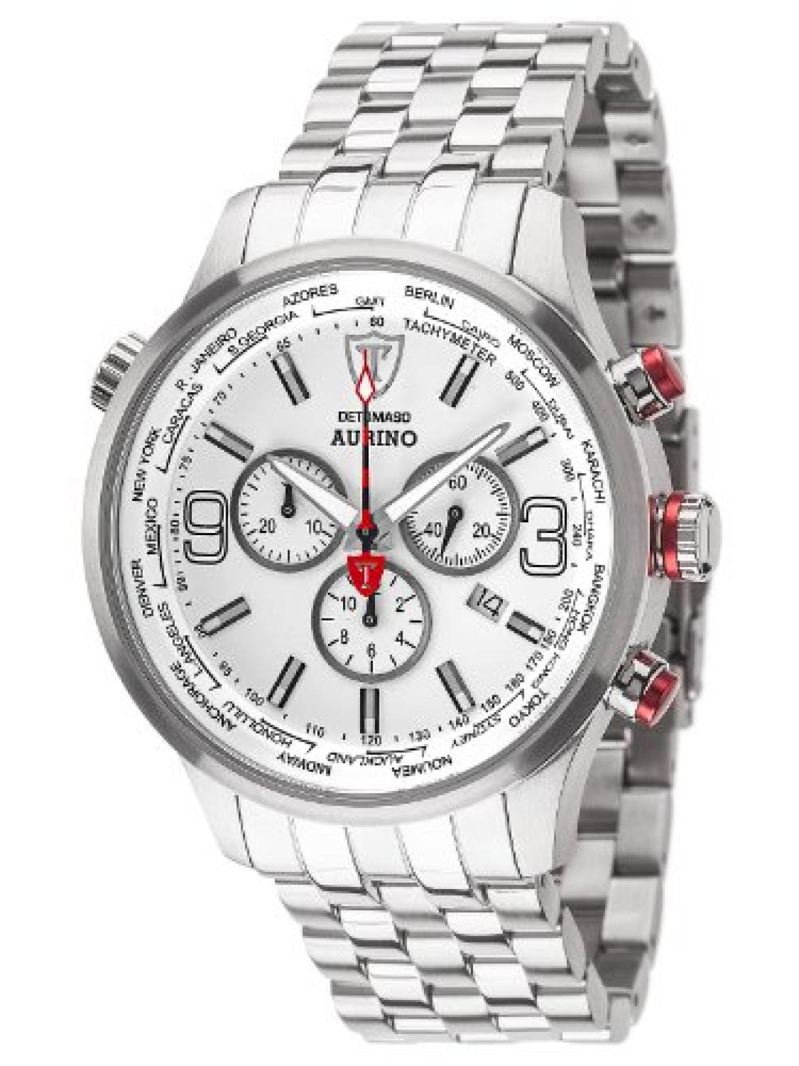Detomaso Herren-Armbanduhr XL AURINO Chronograph Silver/White Chronograph Quarz Edelstahl DT1061-D Detomaso Herren-Armbanduhr XL AURINO Chronograph Silver/White Chronograph Quarz Edelstahl DT1061-D