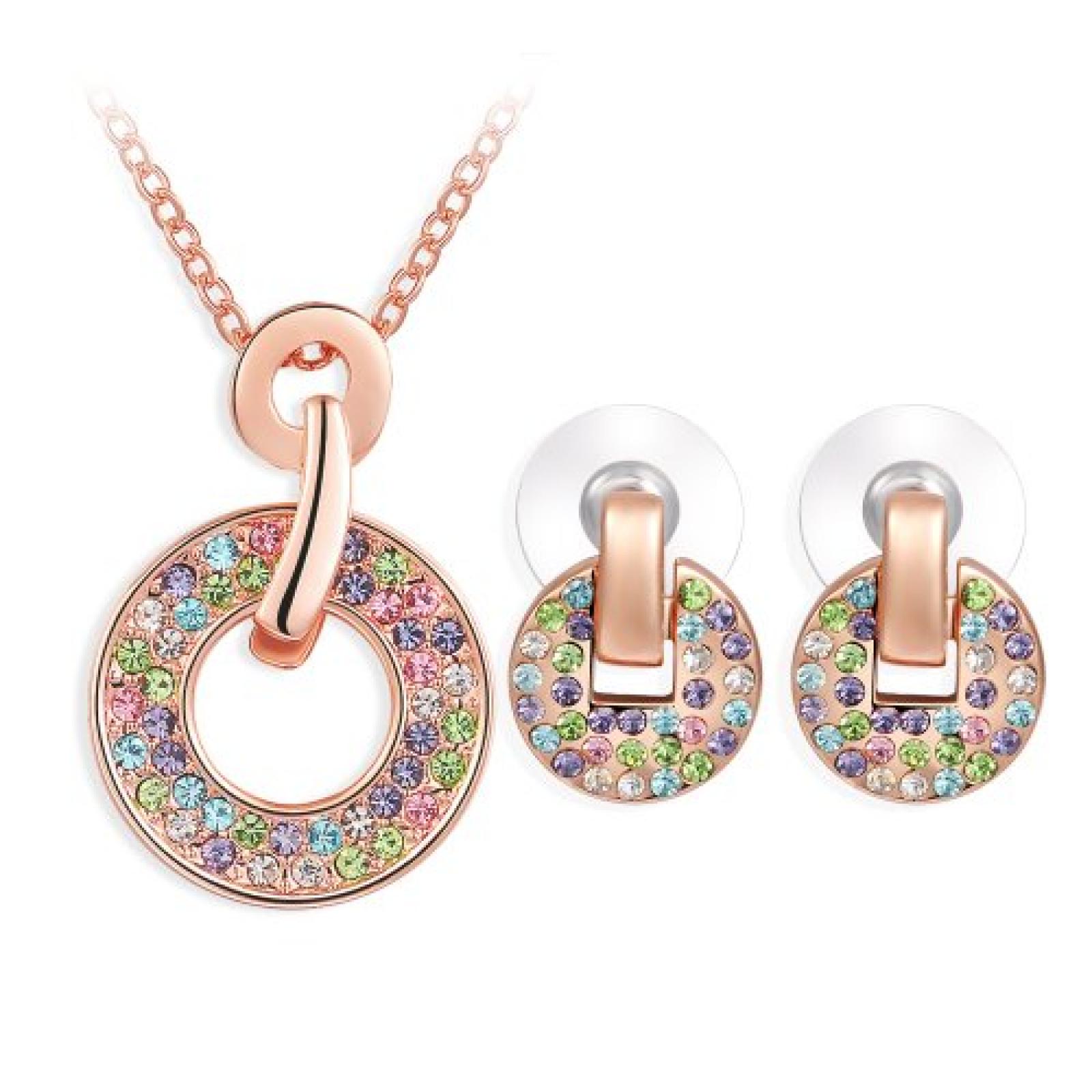 Weihnachtsgeschenk Ninabox&reg; Rosegold Damen M&auml;dchen Schmuckset(Halskette,Ohrringe) Collier SWAROVSKI ELEMENTS Kristall Anh&auml;nger &ouml;sterreichische kristallen Damen Schmuck Modeschmuck farbig Party Geburtstagsgeschenk Mitzvah Geschenke f&uuml;r Frauen golden bling  