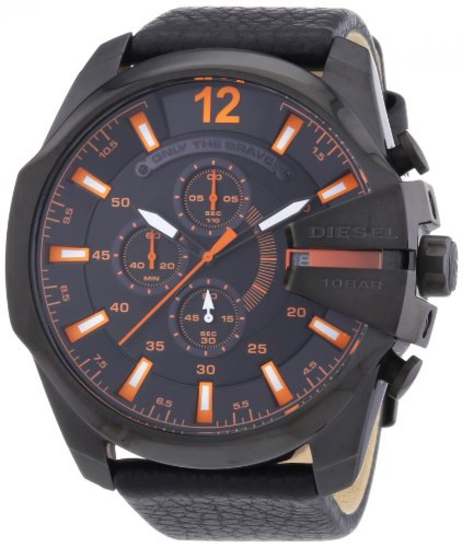 Diesel Herren-Armbanduhr XL Mega Chief Chronograph Quarz Leder DZ4291 Diesel Herren-Armbanduhr XL Mega Chief Chronograph Quarz Leder DZ4291