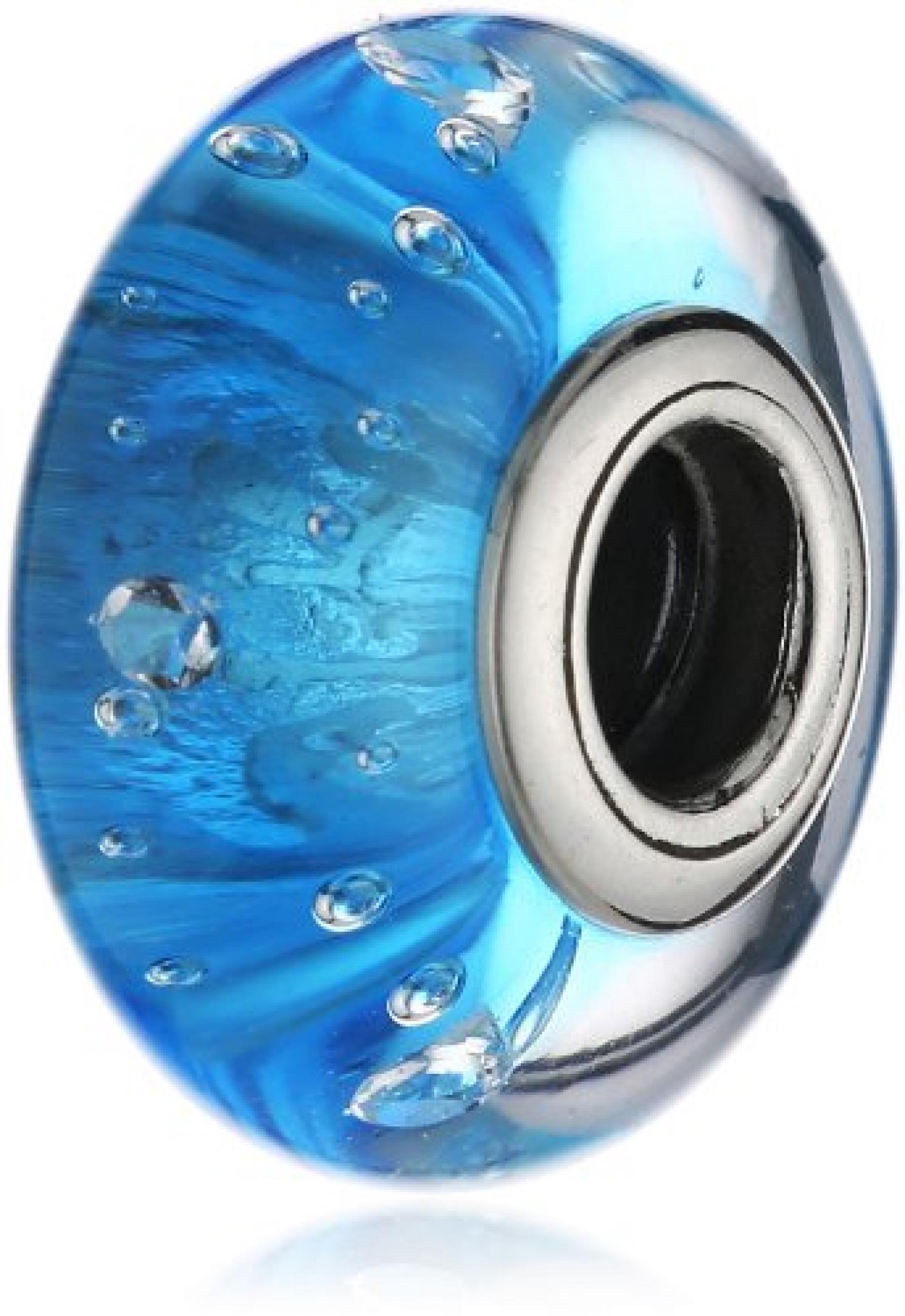 Pandora Damen-Charm 925 Sterling Silber Glas Zirkonia Moments Blau 791618CZ 