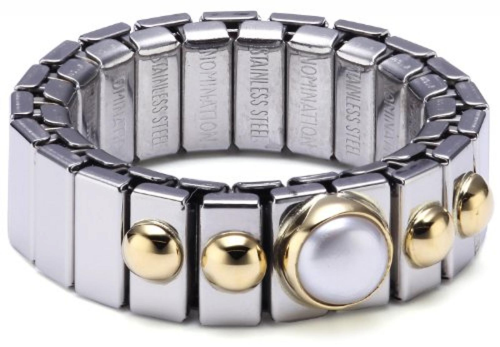 Nomination Damen-Ring Klein Mit 1 in Perle Wei&szlig; Ring gr&ouml;&szlig;e variabel 040101/013 