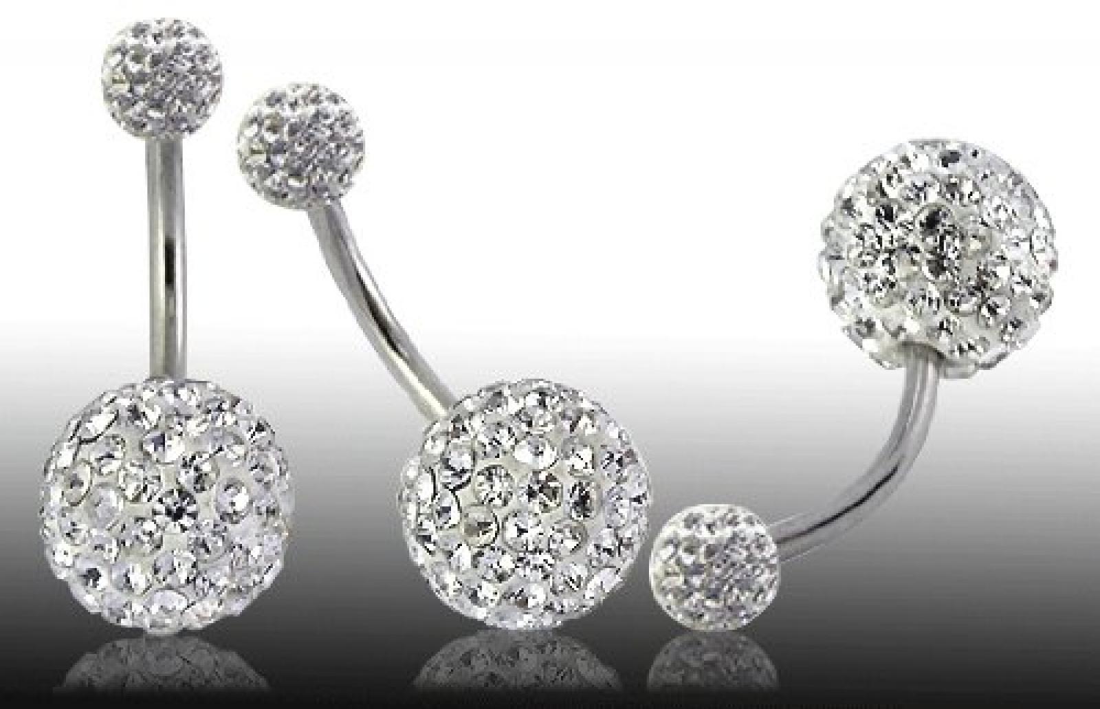 Bauchnabelpiercing, Swarovski-Kristall, Titan, 12&nbsp;mm lang, Handarbeit, in Samtbeutel 
