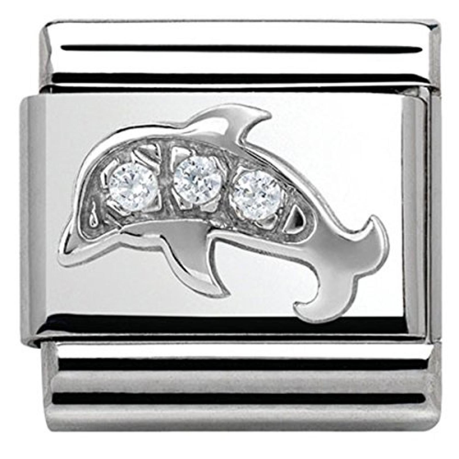 Nomination Damen-Charm Delfin Edelstahl Zirkonia wei&szlig; - 330304/13 