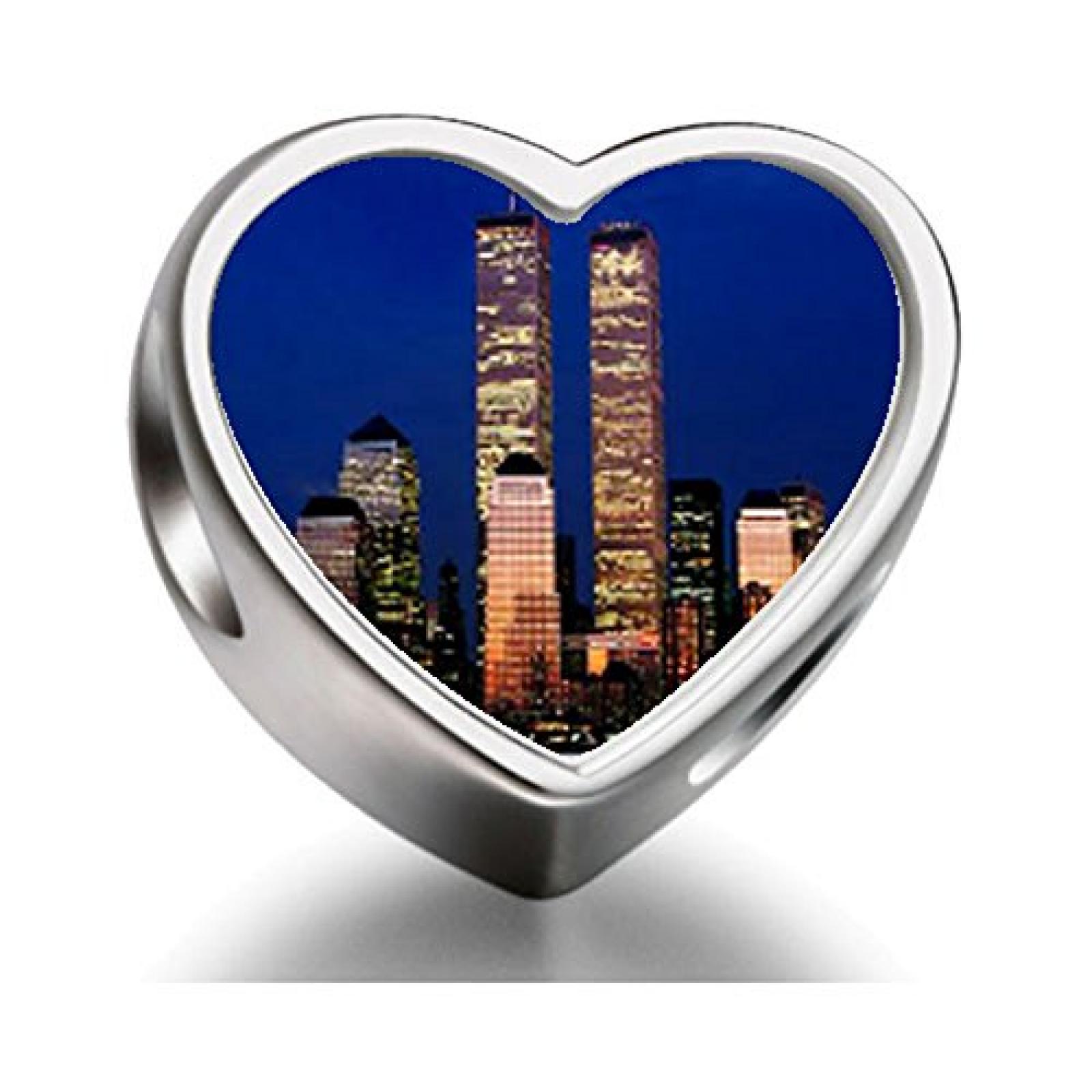 Rarelove the night in New York city Heart Photo Charm Beads 