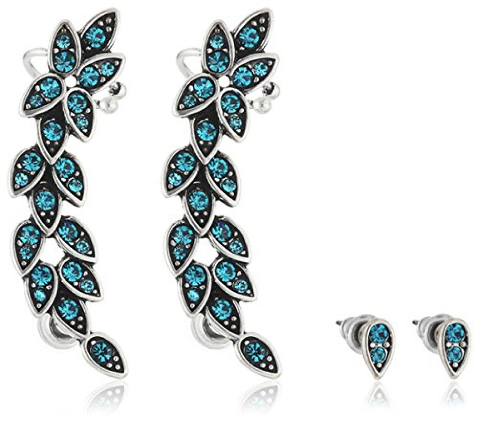 Pilgrim Jewelry Damen-Ohrstecker Messing aus der Serie versilbert,t&uuml;rkis 4 cm 261326243 