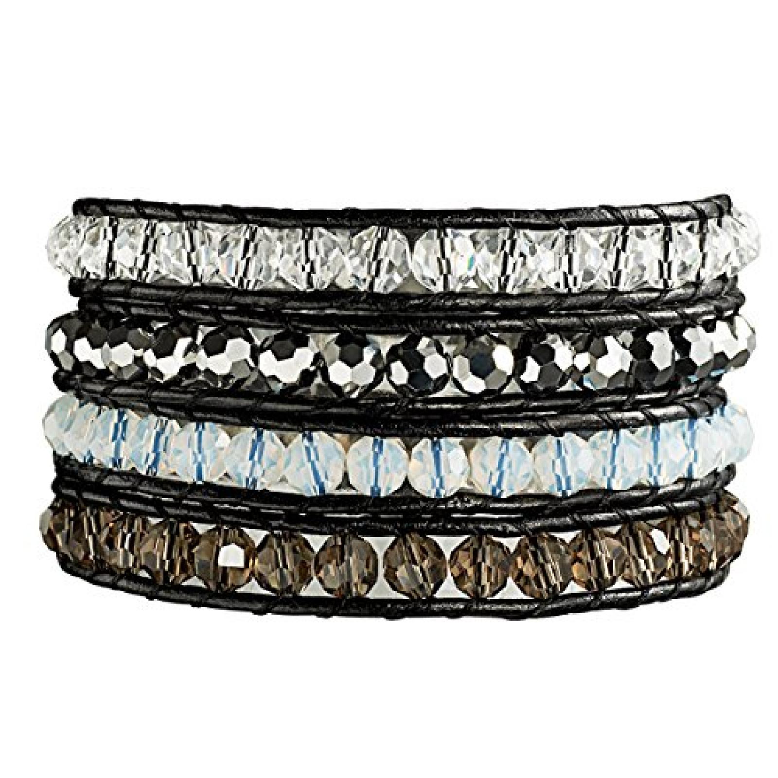 Rafaela Donata Damen-Armband Leather Collection Leder schwarz Glaskristall mehrfarbig 60831020 Rafaela Donata Damen-Armband Leather Collection Leder schwarz Glaskristall mehrfarbig 60831020