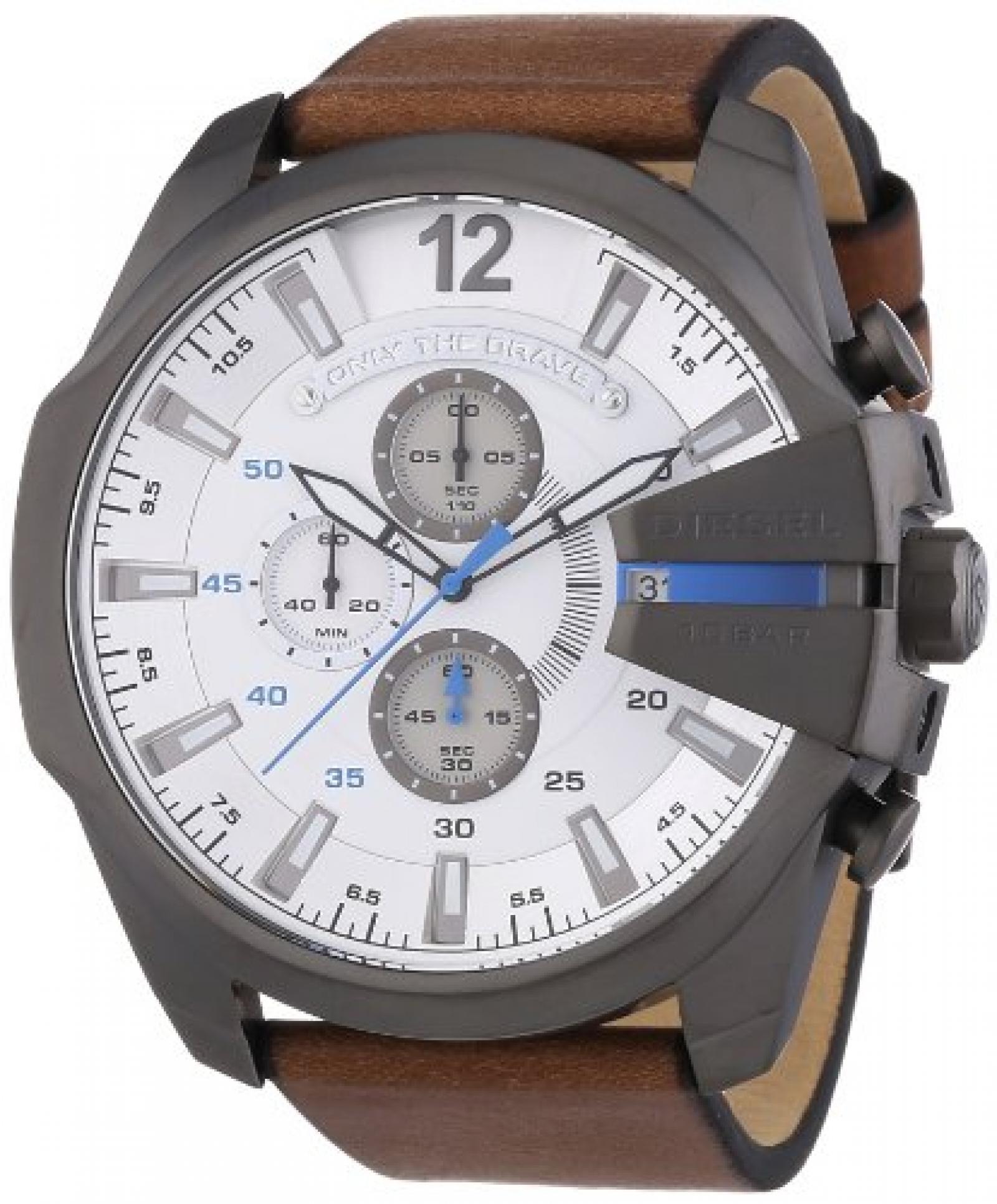 Diesel Herren-Armbanduhr XL Mega Chief Chronograph Quarz Leder DZ4280 Diesel Herren-Armbanduhr XL Mega Chief Chronograph Quarz Leder DZ4280