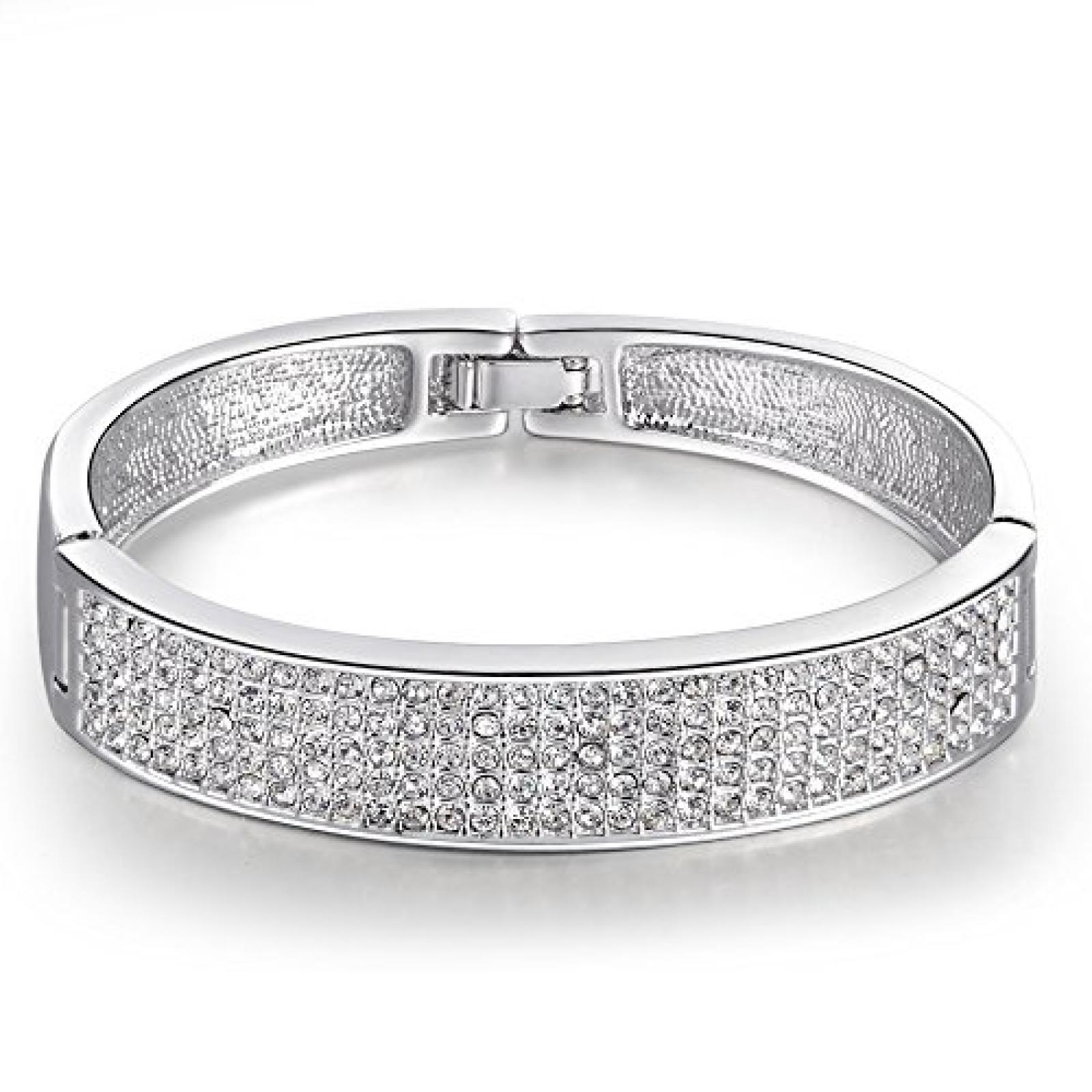 Weihnachtsgeschenk Ninabox&reg; Hochzeit Damen Armreif SWAROVSKI ELEMENTS Kristall &ouml;sterreichische kristallen Damen Schmuck Party Modeschmuck Geburtstagsgeschenk Geschenk f&uuml;r Frauen Damen Armschmuck wei&szlig; vergoldet Legierung Armschmuck "Frozen" Kollektion. Spe 