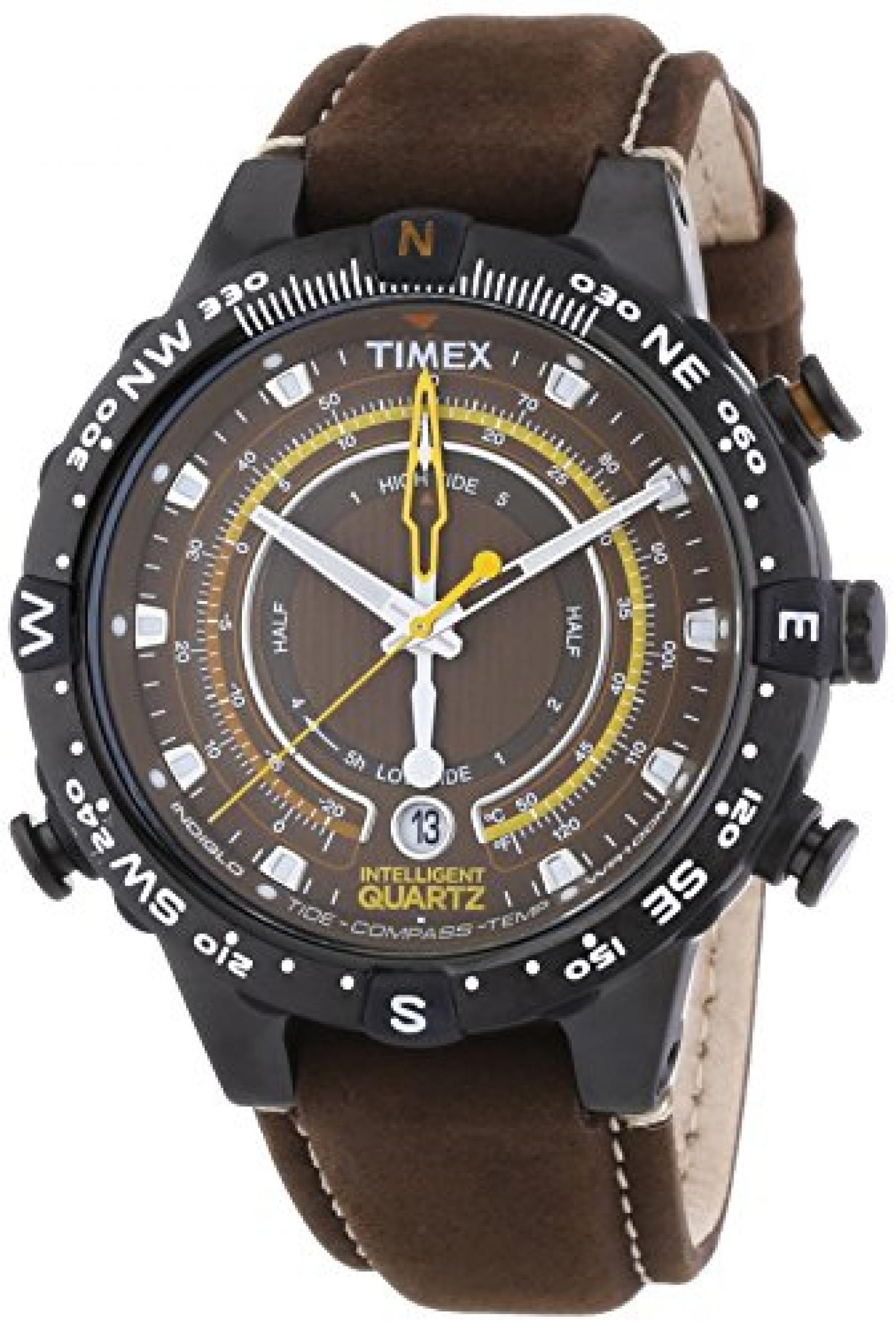 Timex Herren-Armbanduhr XL Tide Temp Compass Analog Quarz Leder T2P141 