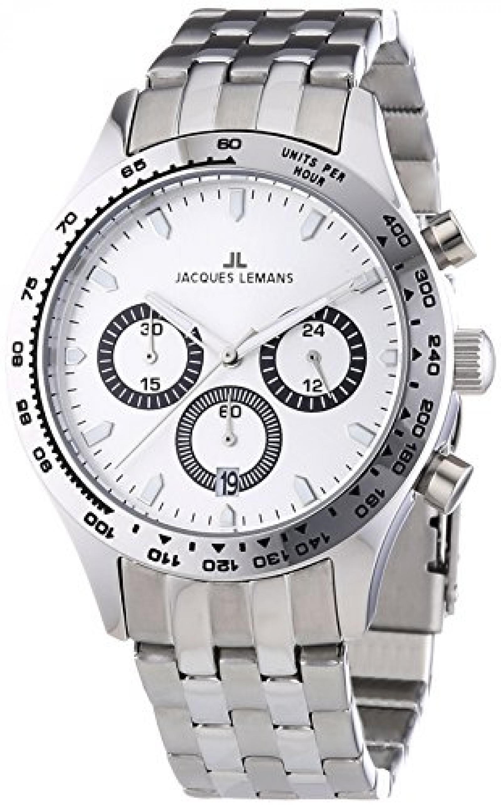 Jacques Lemans Herren-Armbanduhr XL Capri Chronograph Quarz Edelstahl 1-1329D Jacques Lemans Herren-Armbanduhr XL Capri Chronograph Quarz Edelstahl 1-1329D