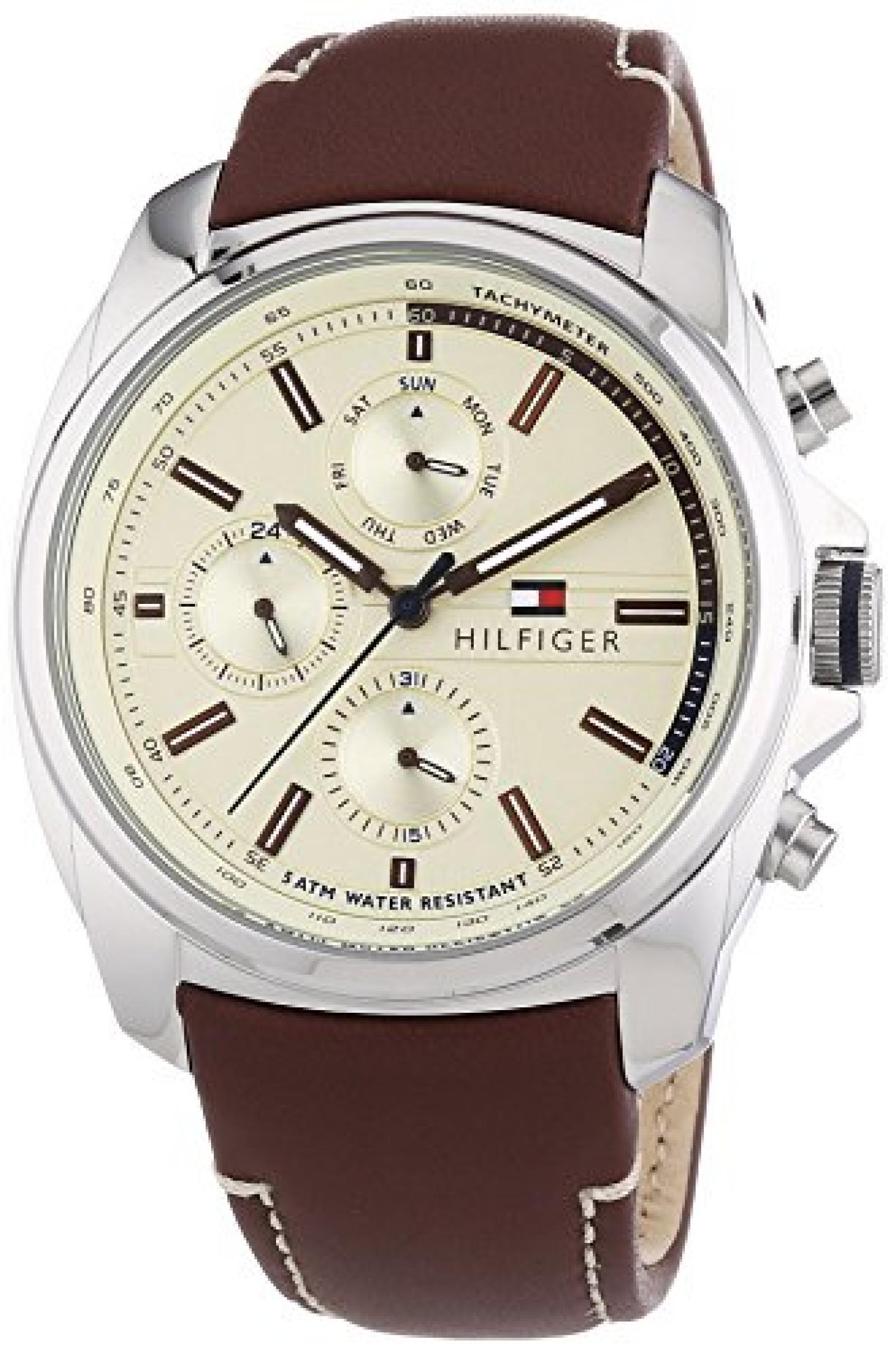 Tommy Hilfiger Watches Herren-Armbanduhr XL PRESTON Analog Quarz Leder 1791079 