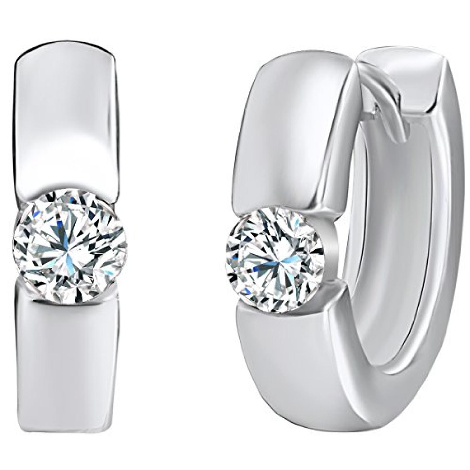 Rafaela Donata Damen-Klappcreolen Classic Collection 925 Sterling Silber Zirkonia wei&szlig; Zargenfassung  60800015 