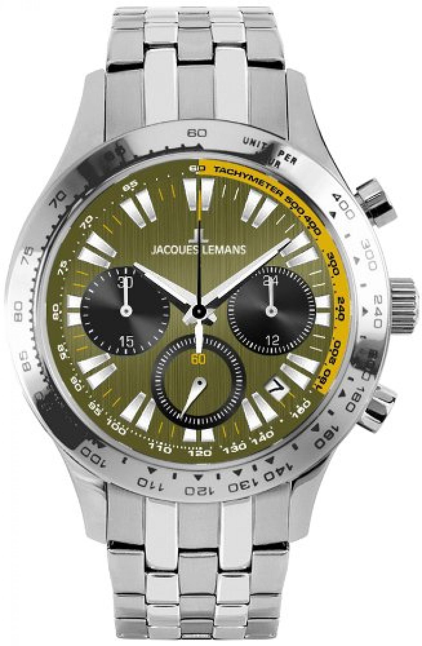 Jacques Lemans Herren-Armbanduhr XL Capri Chronograph Quarz Edelstahl 1-1329F Jacques Lemans Herren-Armbanduhr XL Capri Chronograph Quarz Edelstahl 1-1329F