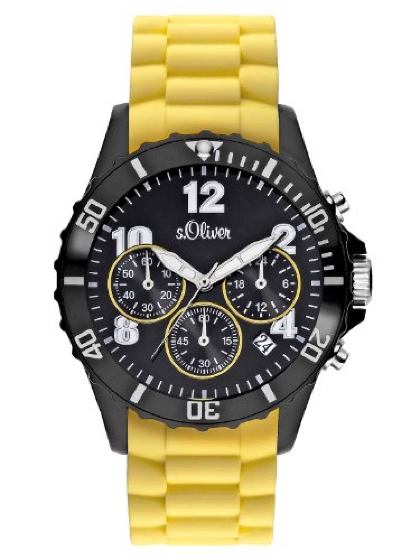 s.Oliver Unisex-Armbanduhr Big Size Chronograph Silikon gelb SO-2328-PC s.Oliver Unisex-Armbanduhr Big Size Chronograph Silikon gelb SO-2328-PC