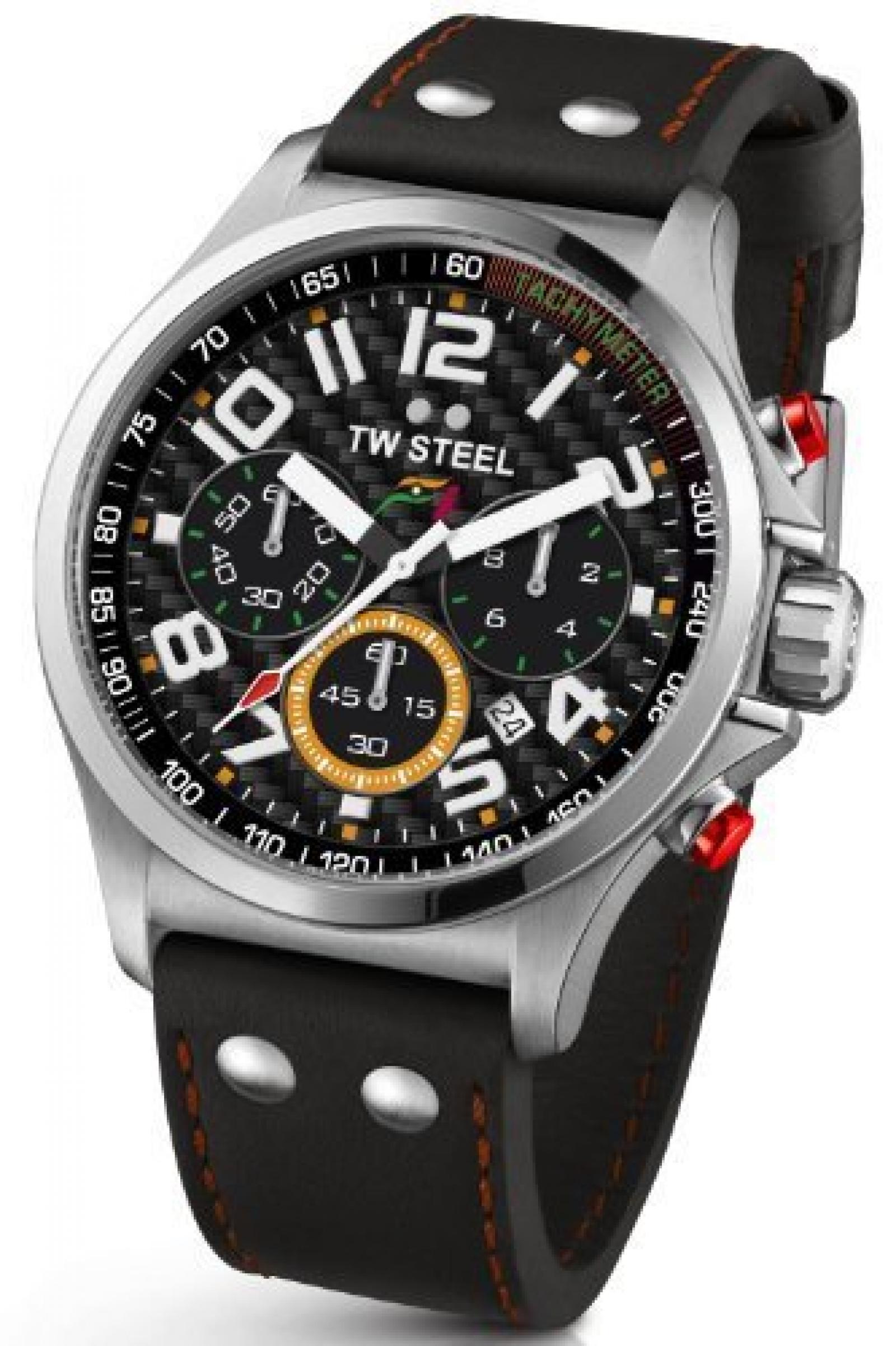 TW Steel Herren-Armbanduhr XL Pilot Sonder Edition Chronograph Quarz Leder TW-433 