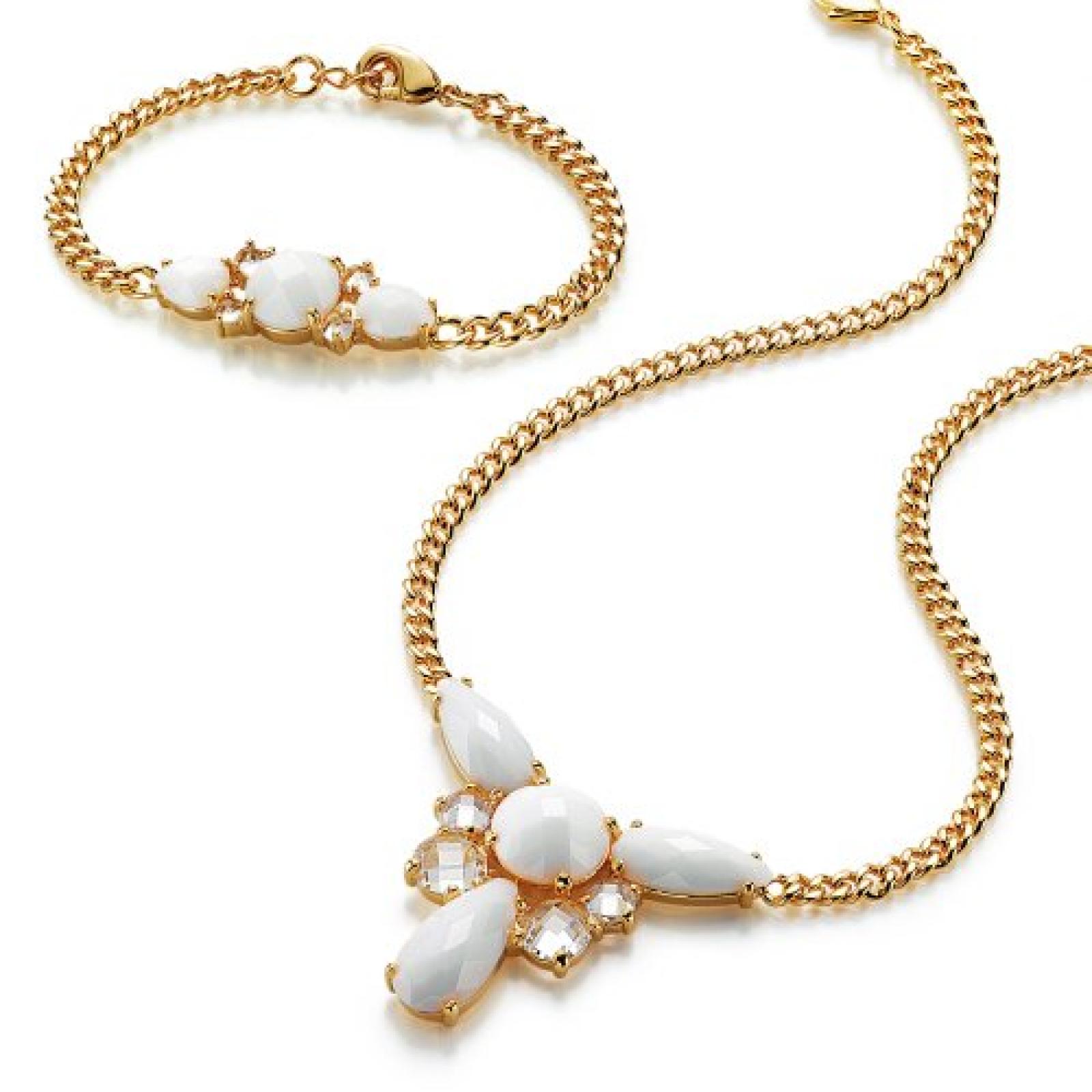 frida nyberg Damen-Set: Halskette + Armband Vergoldet Zirkonia wei&szlig; 191024512470 