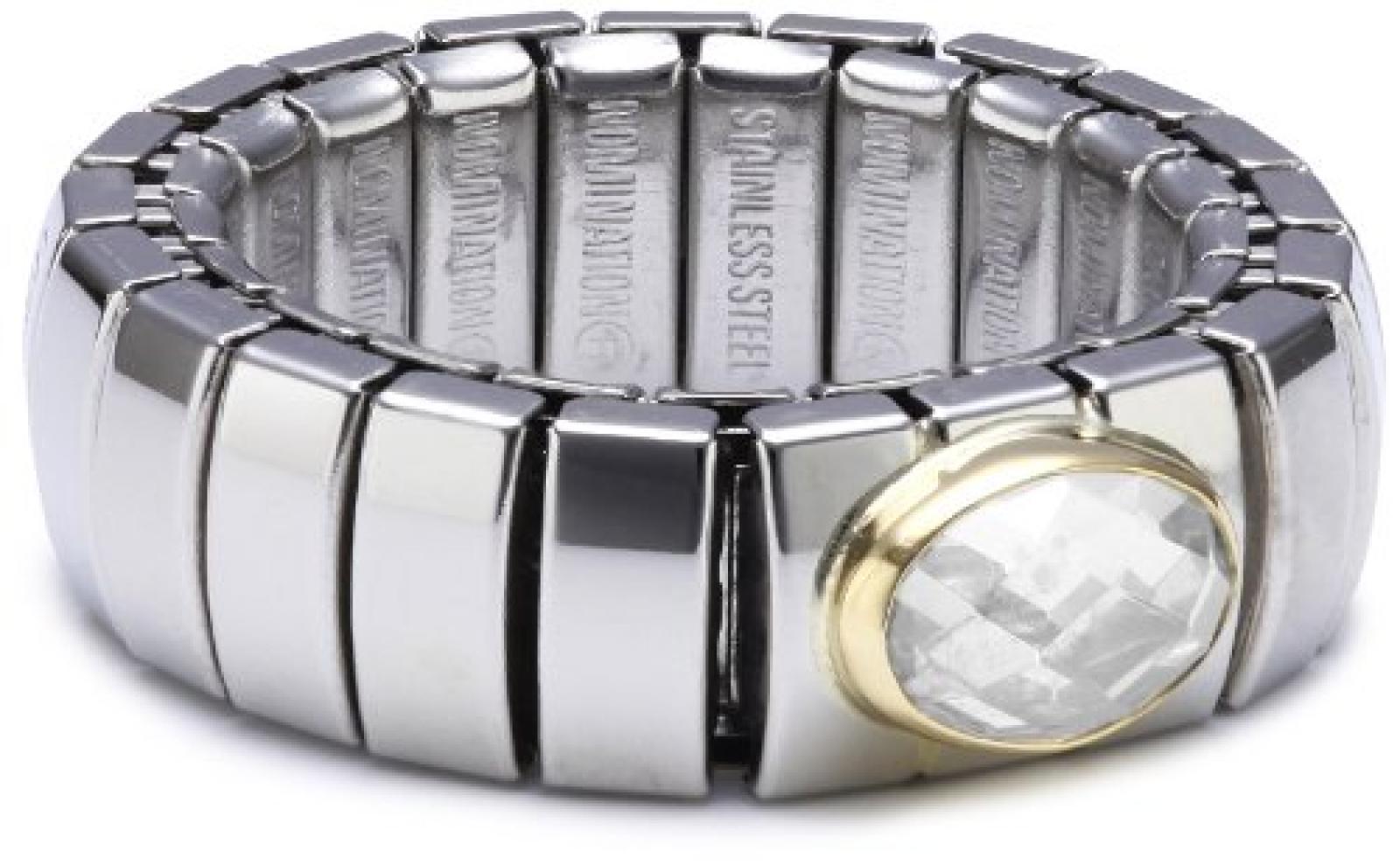 Nomination Damen-Ring Klein 18-K-Gold Mit Facettiertem Zirkon Wei&szlig; Ring gr&ouml;&szlig;e variabel 041510/010 