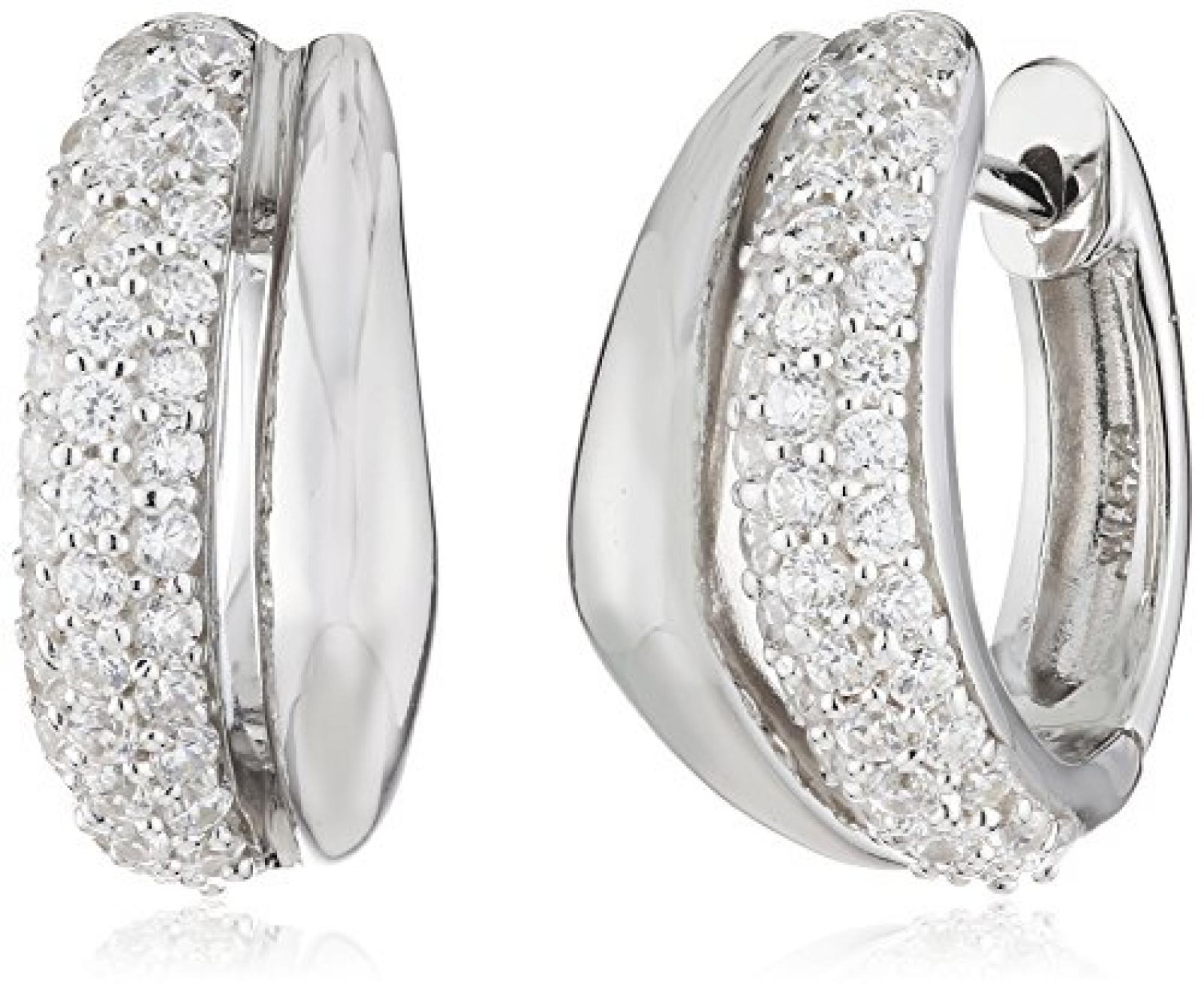 Celesta - Damenklappcreole aus 925er Sterling Silber und 74 wei&szlig;en Zirkonia 16mm Durchmesser 368210001L 